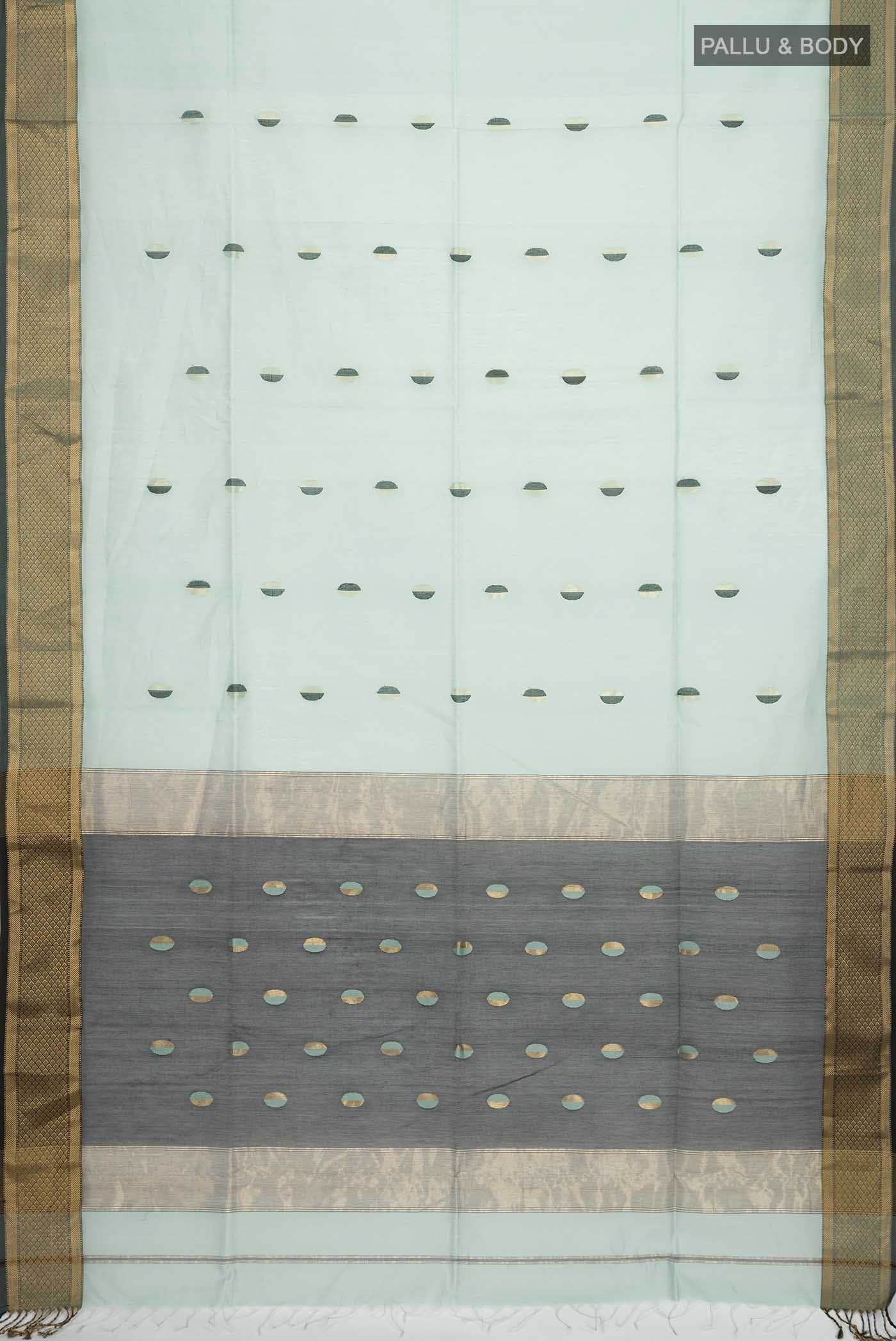 Light Blue Maheshwari Silk Cotton Saree - Image 2