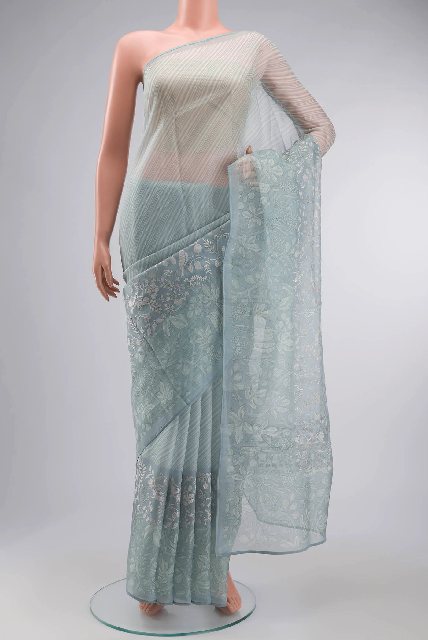 Light Blue Organza Silk Saree