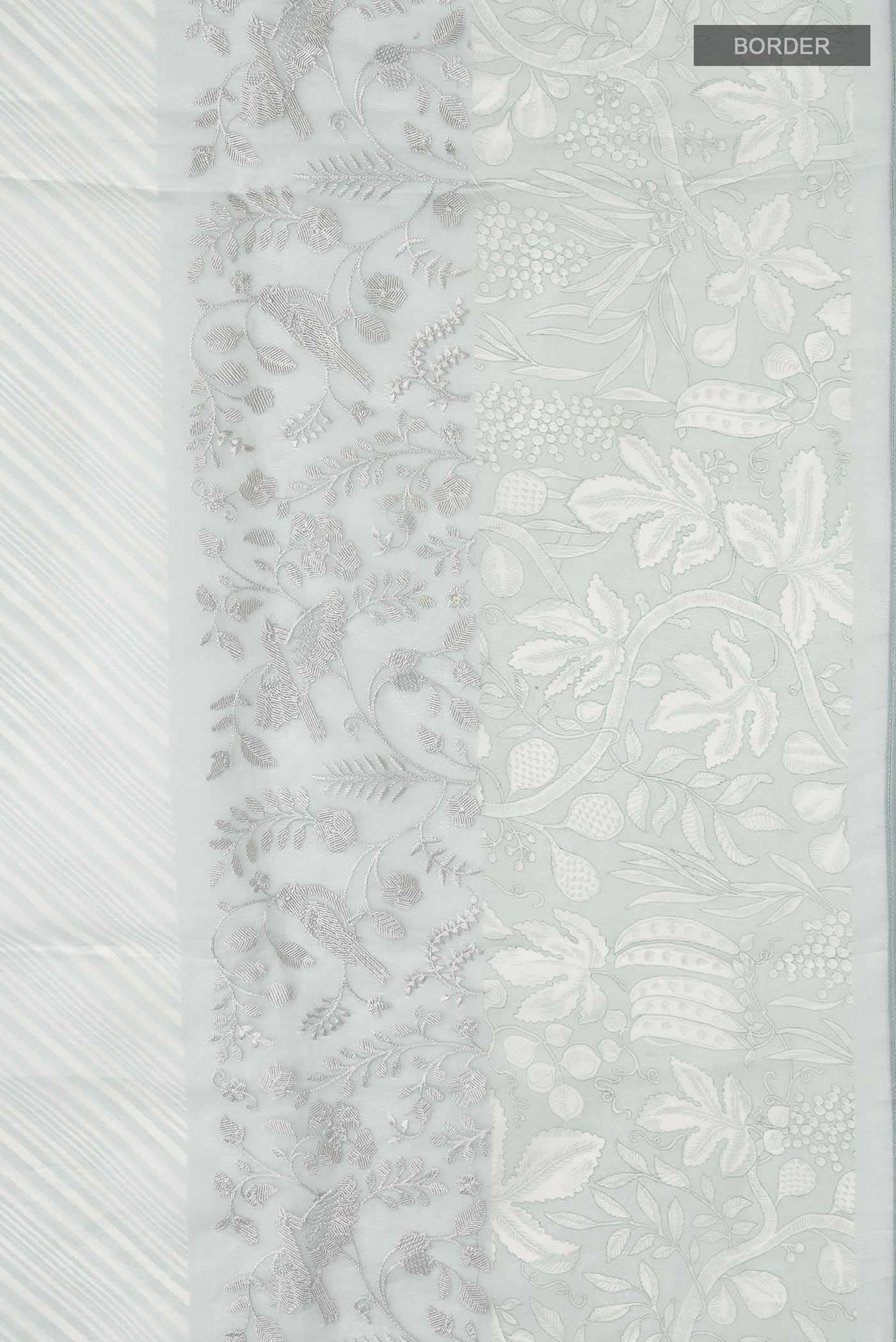 Light Blue Organza Silk Saree - Image 3