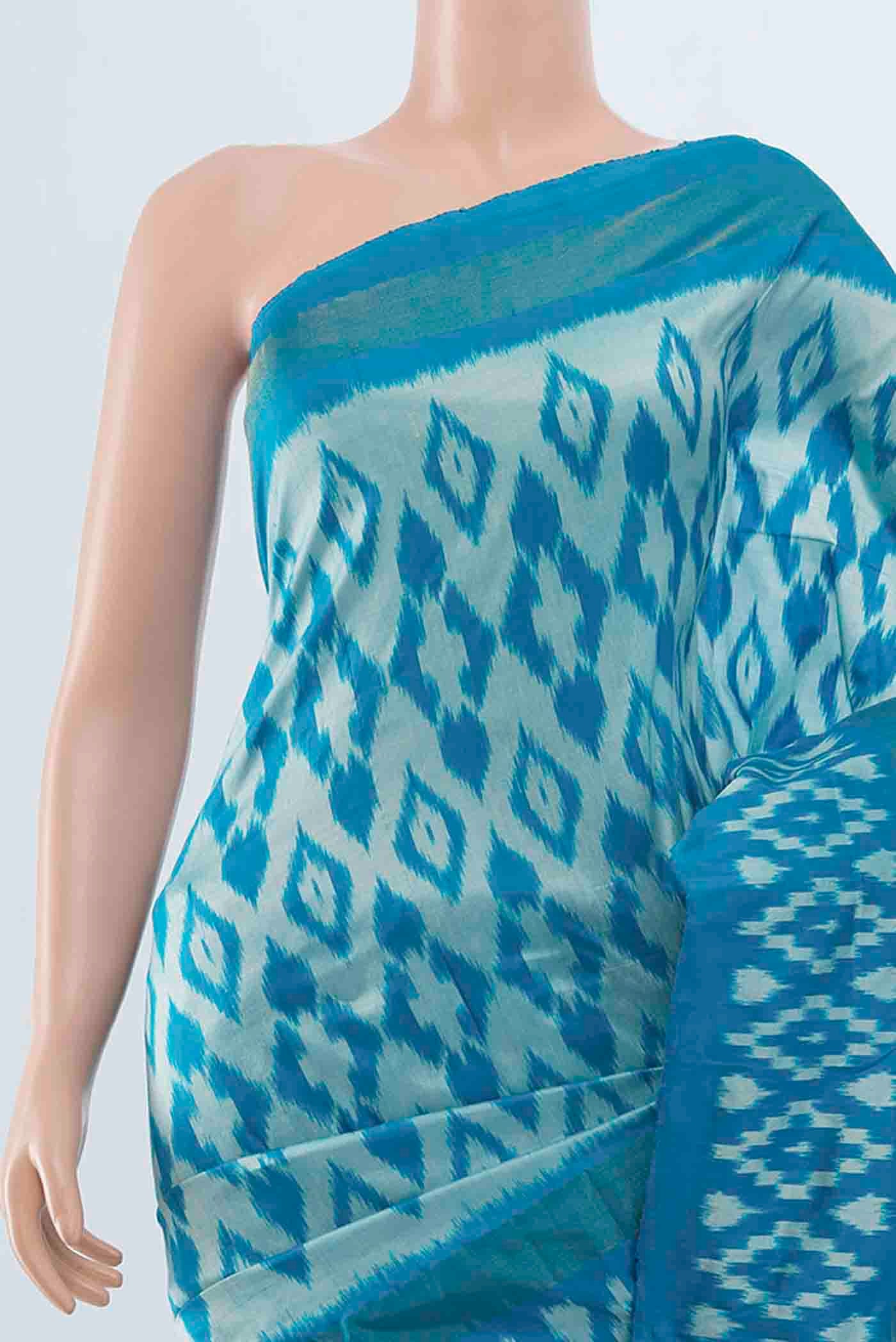 Light Blue Pochampally Saree - Image 2