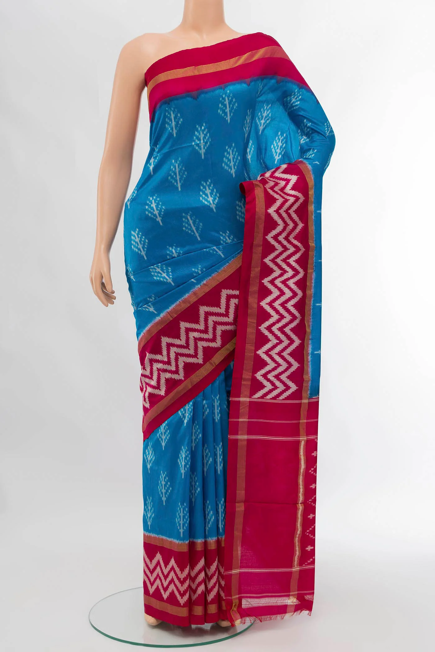 Light Blue Pochampally Silk Saree