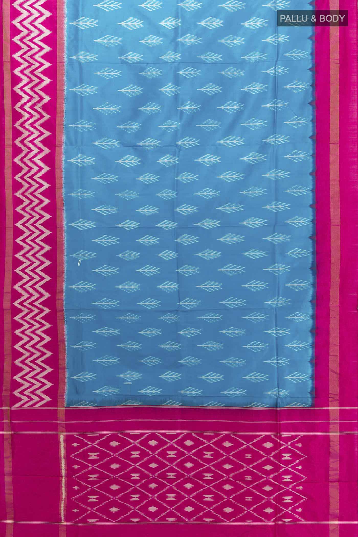 Light Blue Pochampally Silk Saree - Image 5