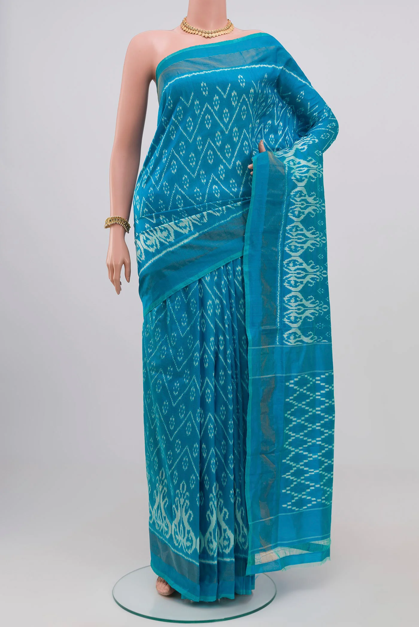 Light Blue Pochampally Silk Saree