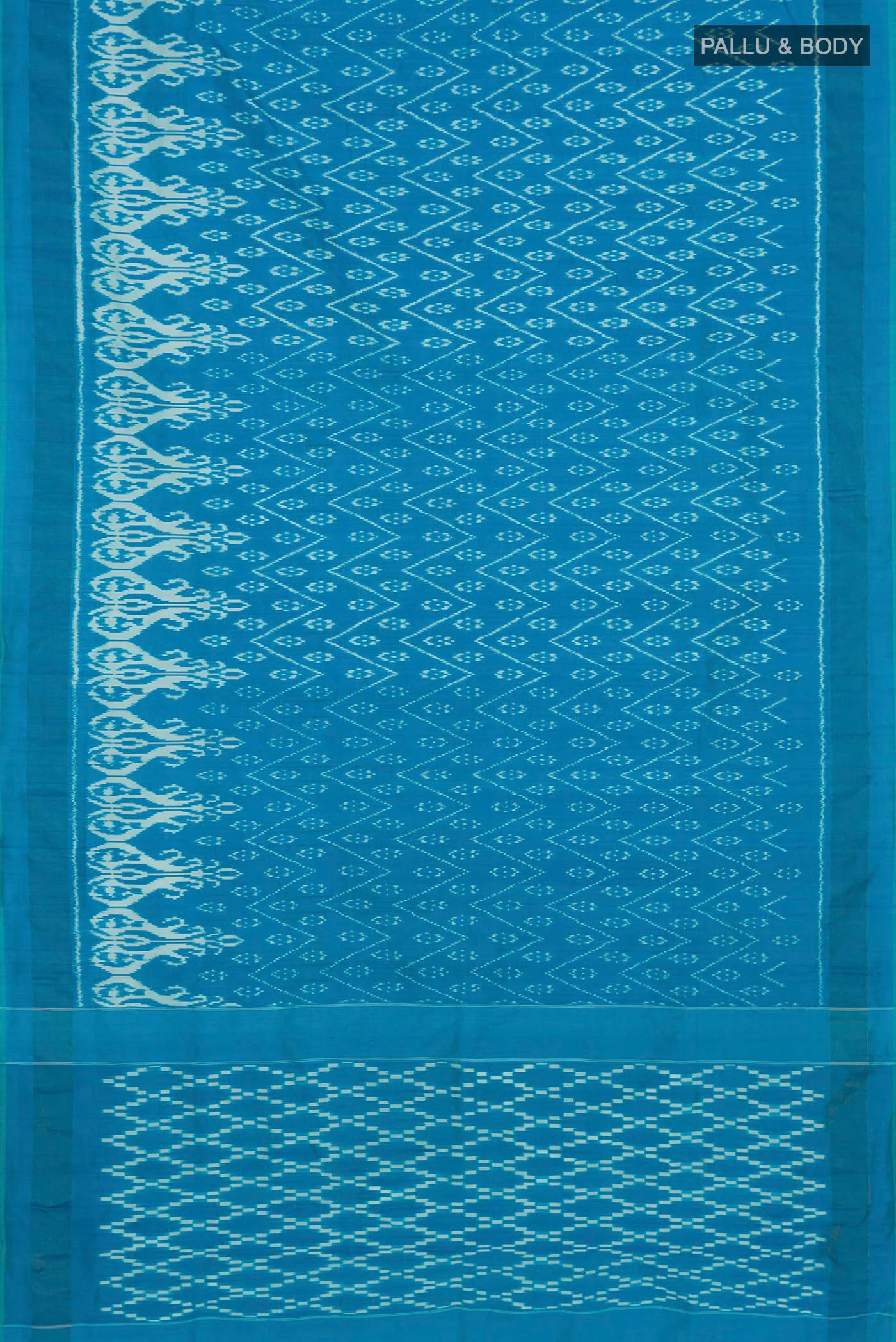 Light Blue Pochampally Silk Saree - Image 5