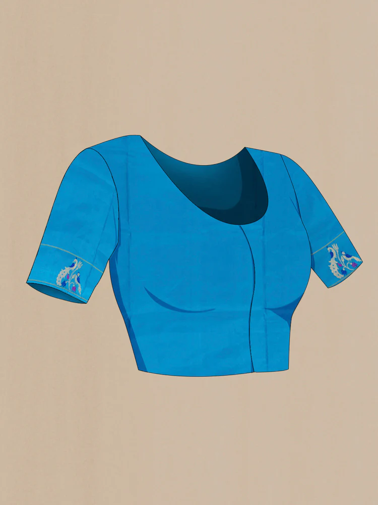 Blue Soft Silk Saree - Image 4