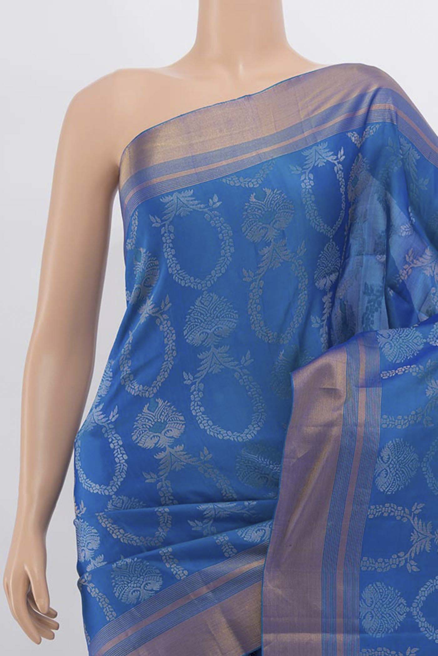 Sky Blue Soft Silk Saree - Image 2