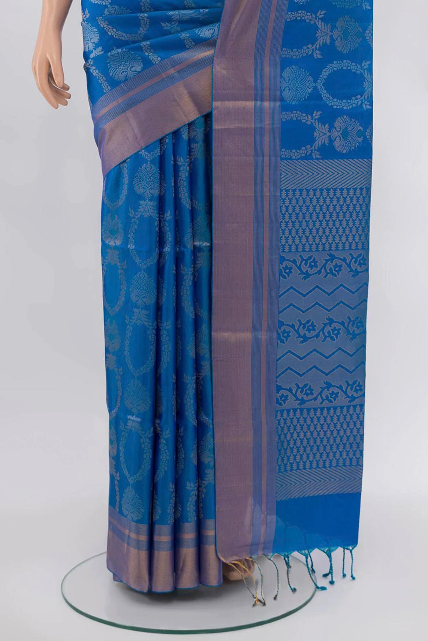 Sky Blue Soft Silk Saree - Image 3