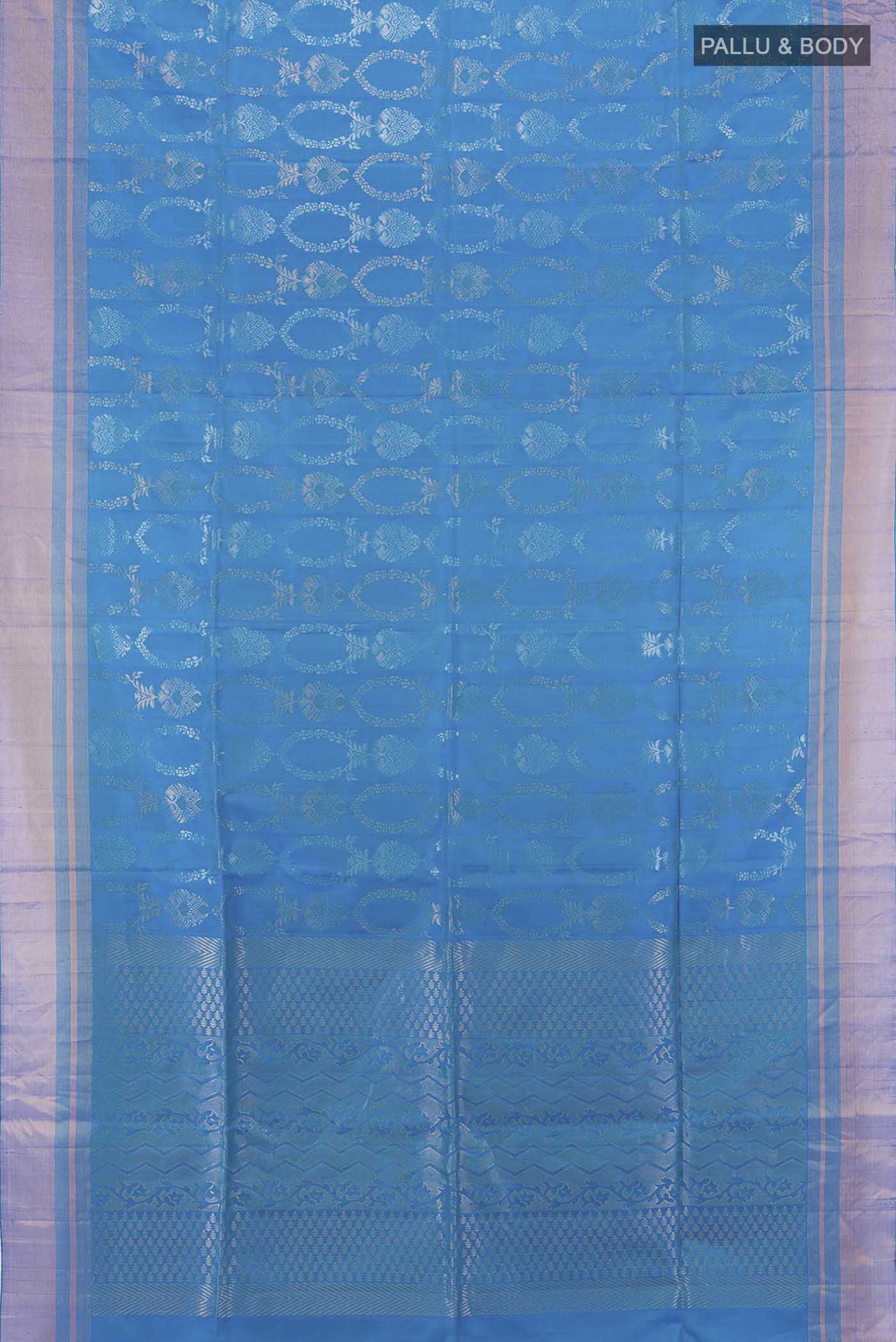Sky Blue Soft Silk Saree - Image 5