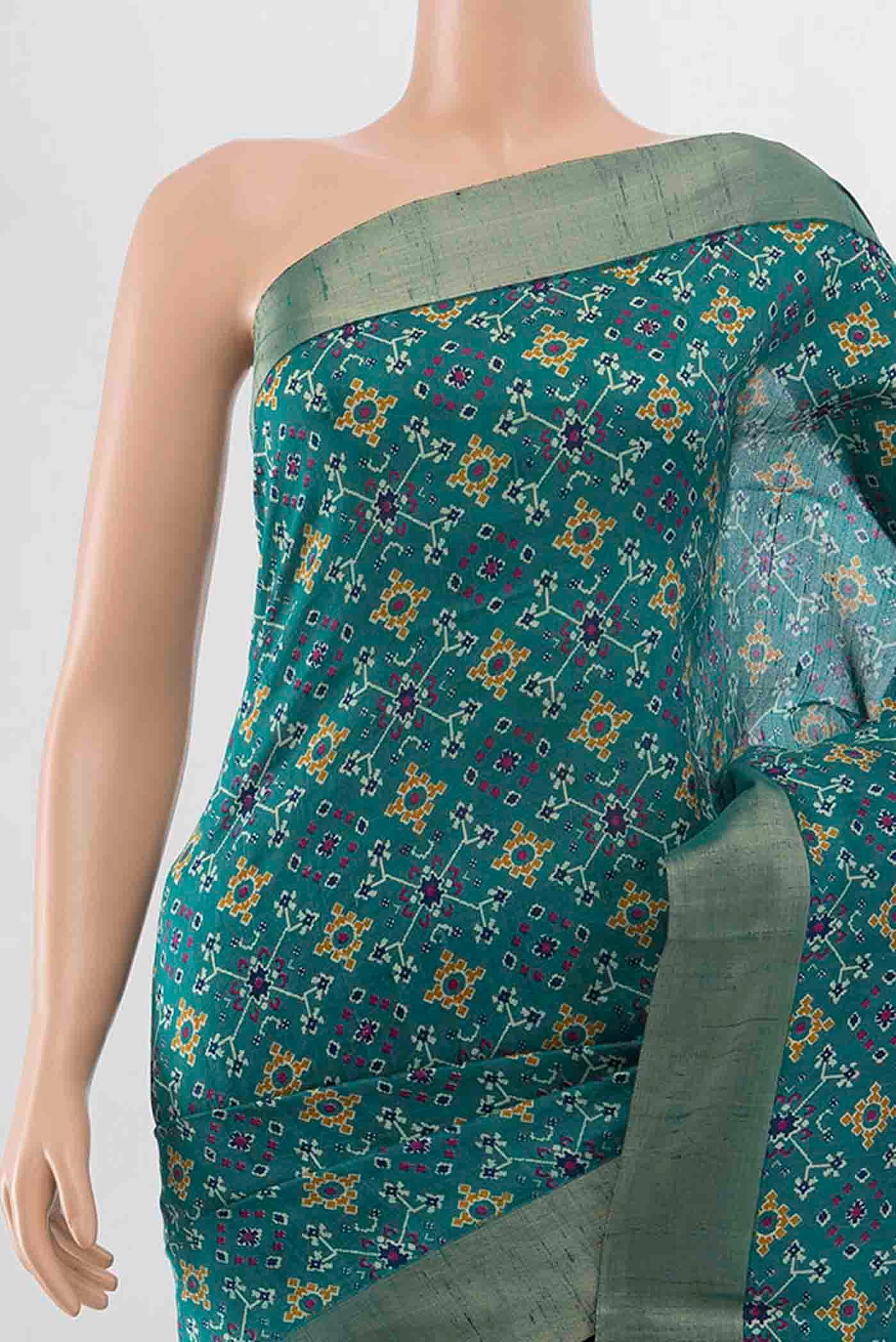 Blue Tussar Silk Saree - Image 2