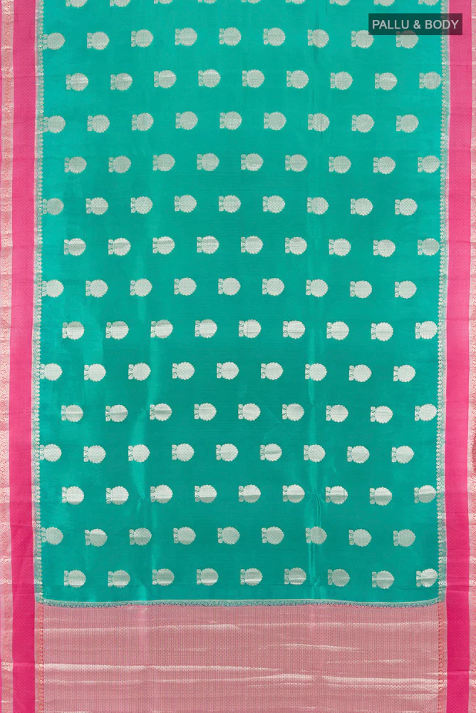 Teal Banarasi Raw Silk Saree - Image 5