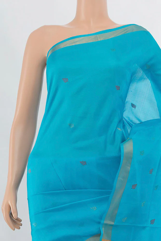 Sky Blue Uppada Silk Saree - Image 2