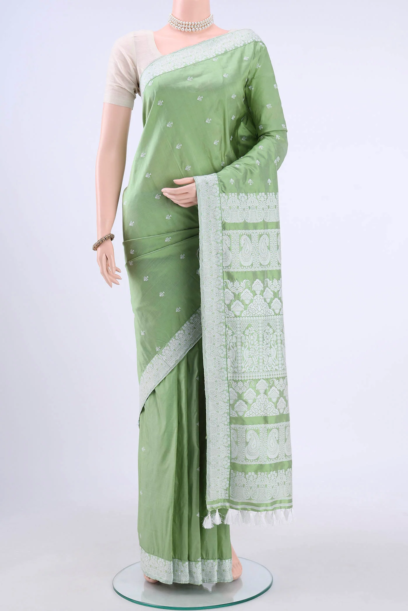 Light Green Assam Silk Saree