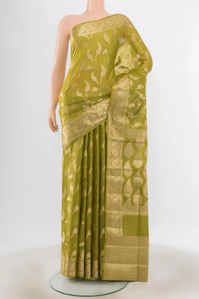 Light Green Banarasi Tussar Silk Saree