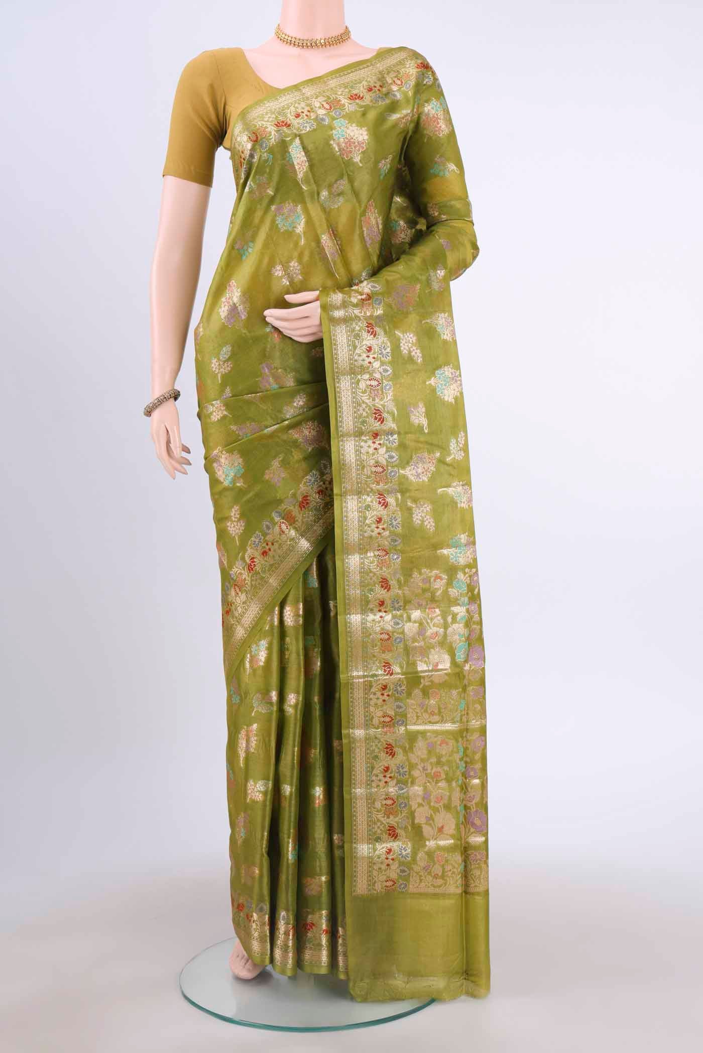 Green Banarasi Tussar Silk Saree