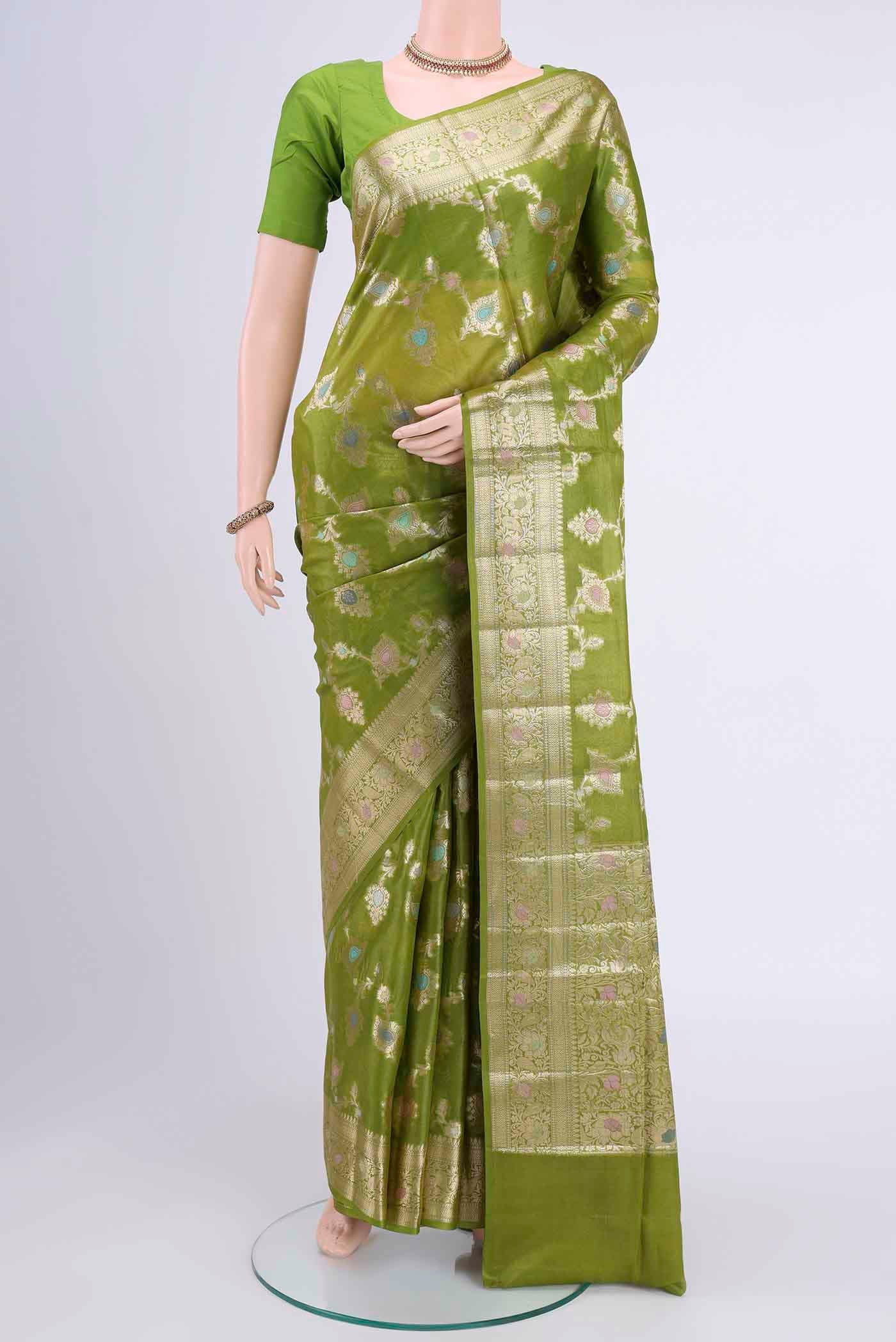 Light Green Banarasi Tussar Silk Saree