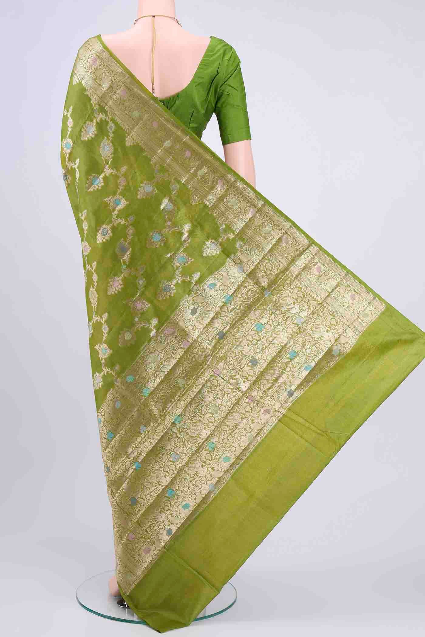 Light Green Banarasi Tussar Silk Saree - Image 3