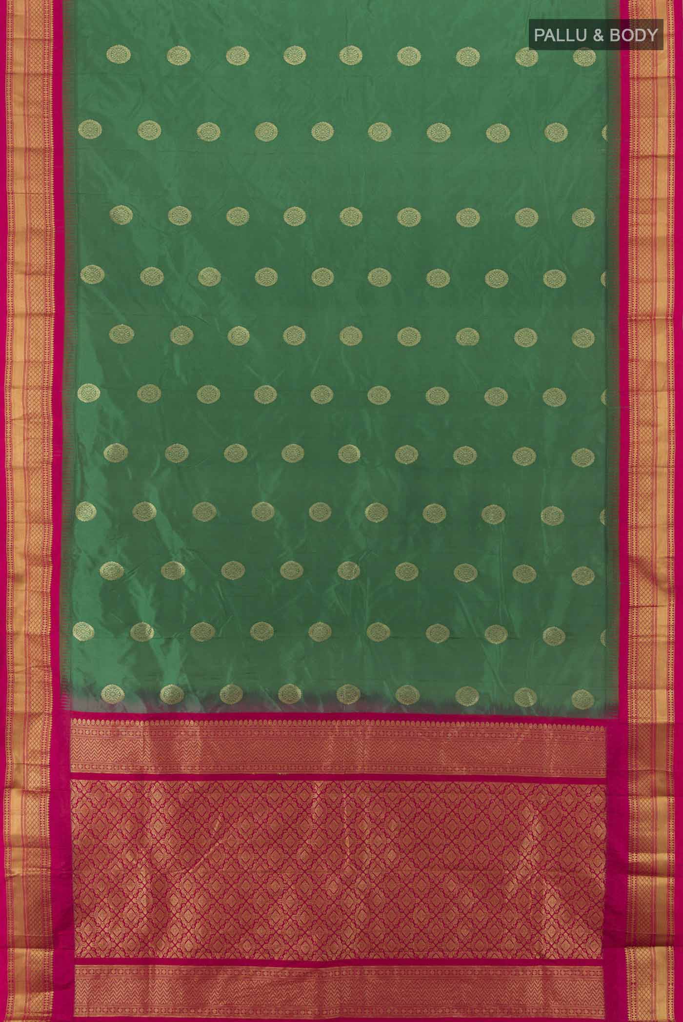 Green Blended Bangalore Silk Saree - Image 5
