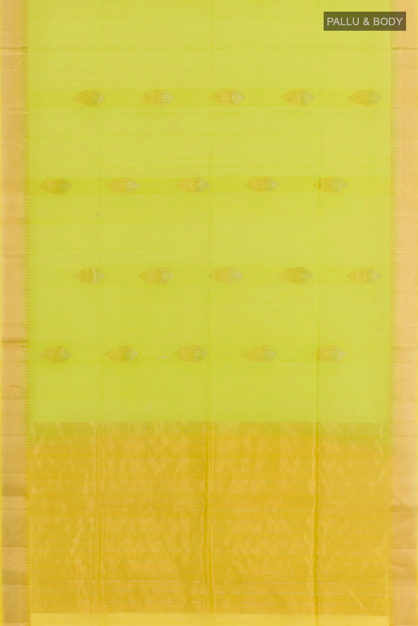 Light Green Silk Cotton Saree - Image 3