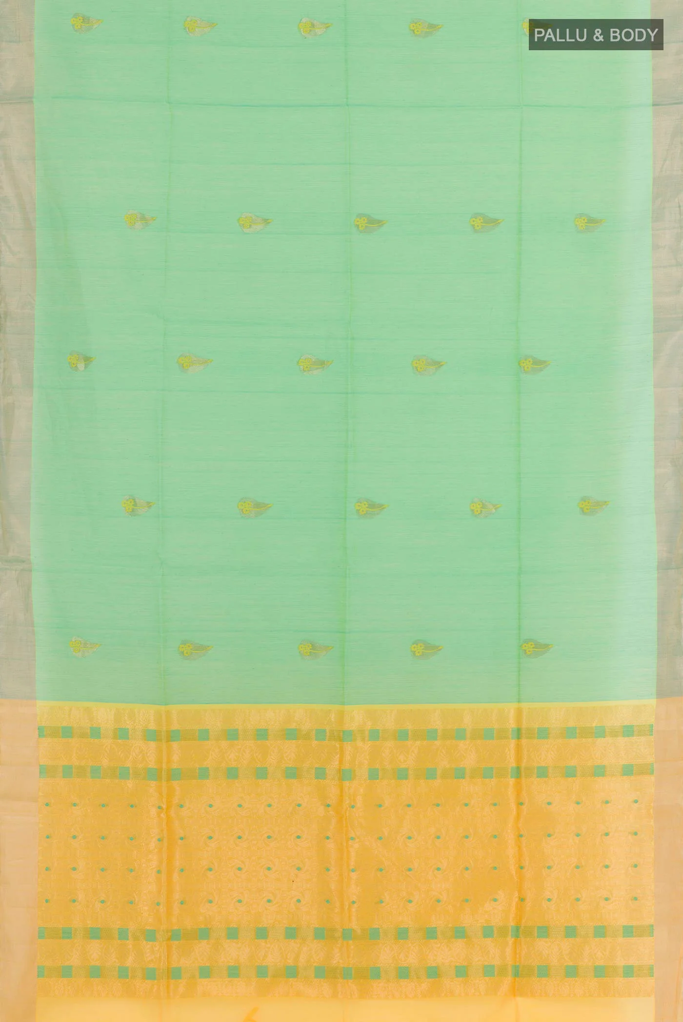 Light Green Silk Cotton Saree - Image 3