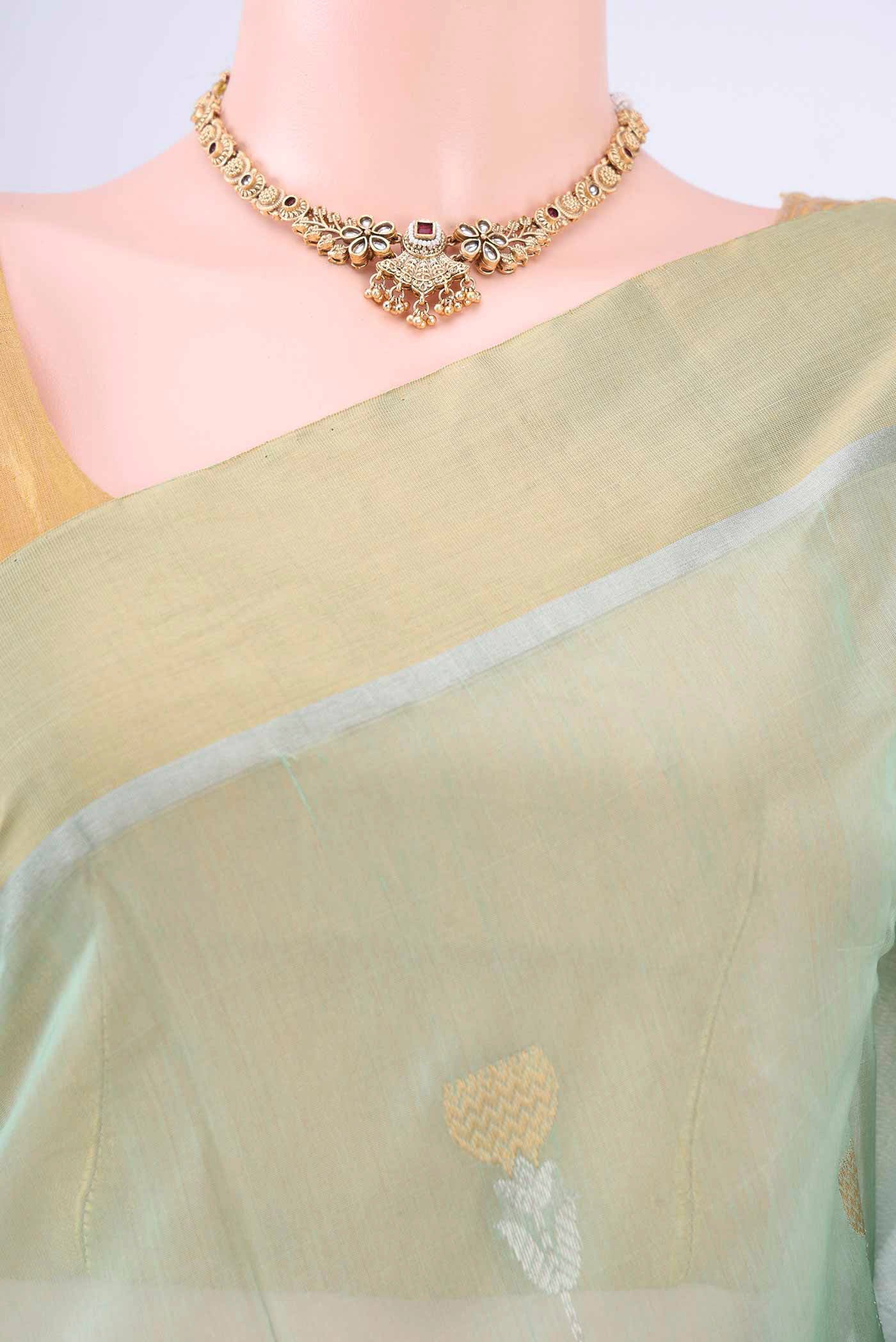 Light Green Chanderi Silk Saree - Image 2