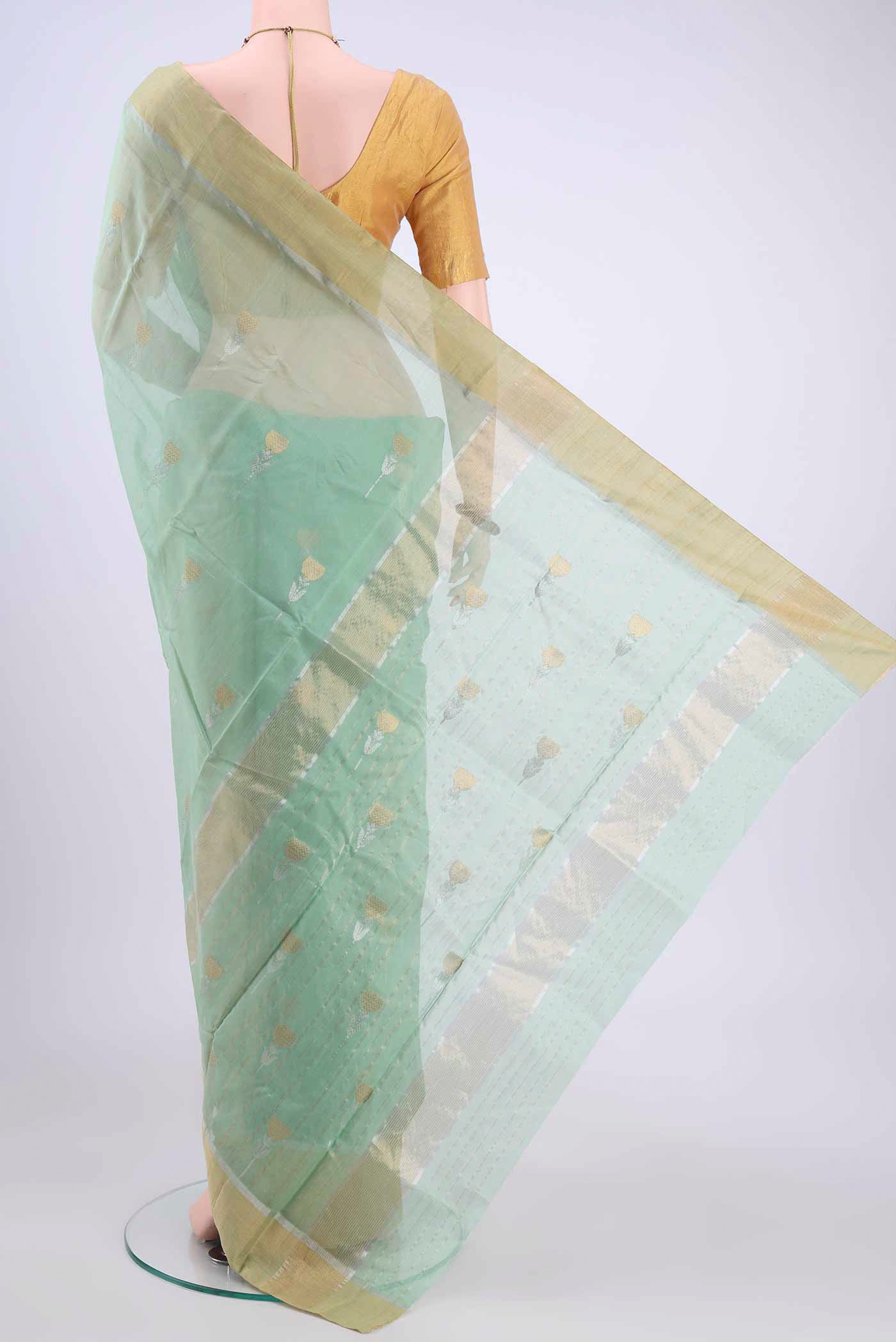 Light Green Chanderi Silk Saree - Image 3