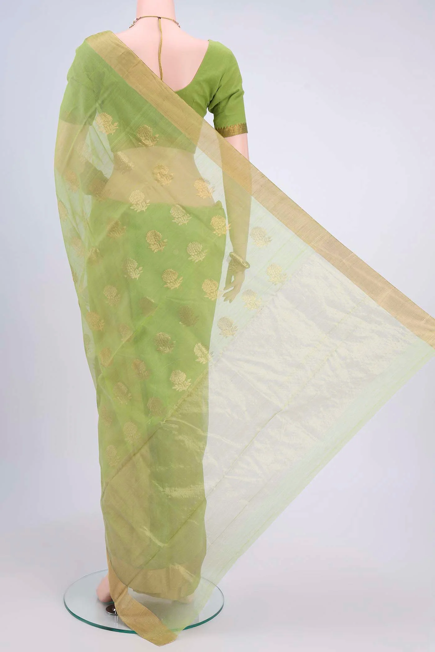 Light Green Chanderi Silk Saree - Image 3