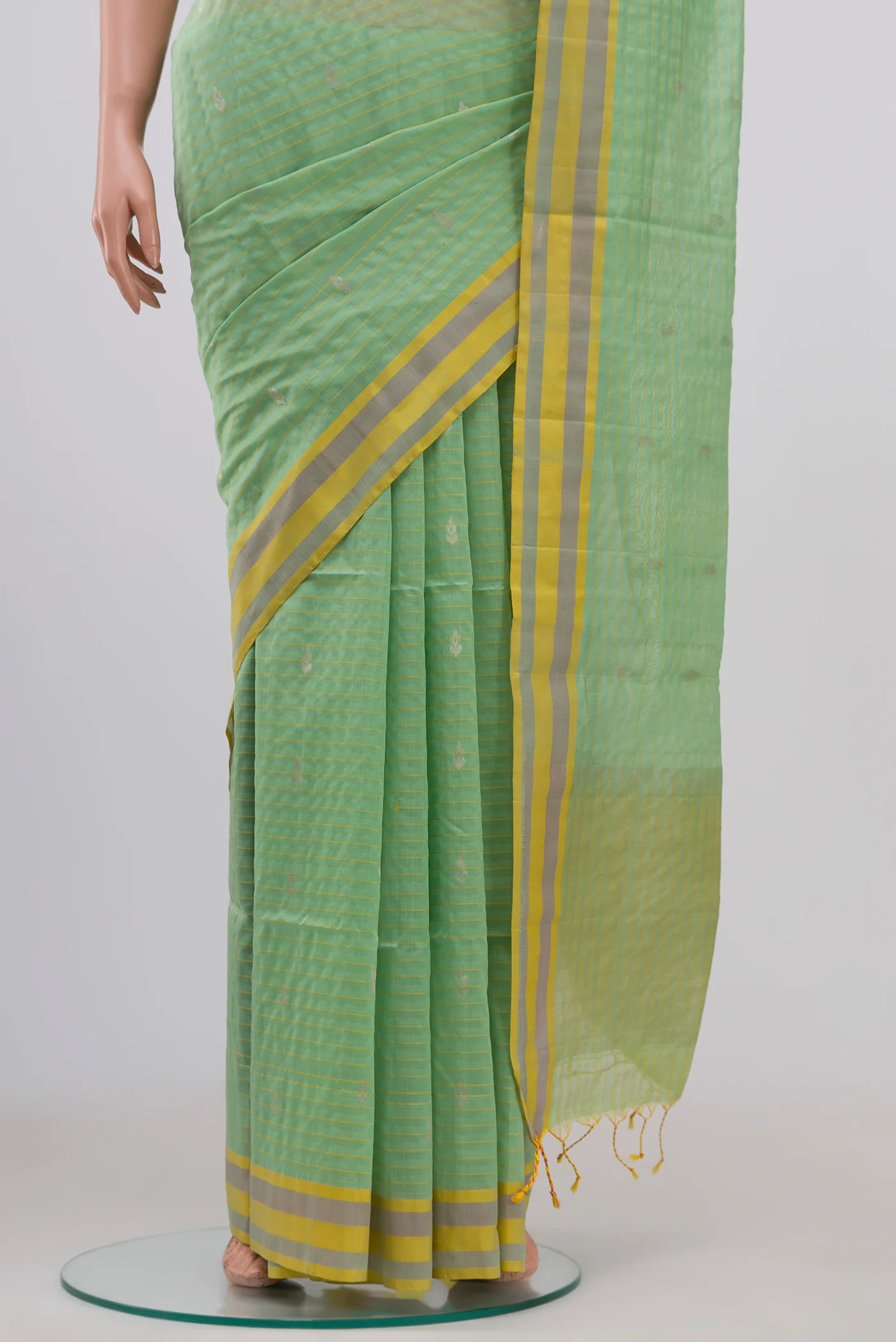 Mint Green Coimbatore Silk Cotton Saree - Image 3