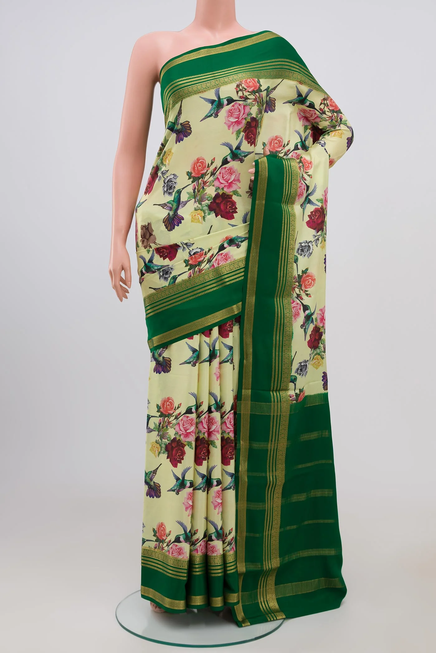 Light Green Mysore Crepe Saree