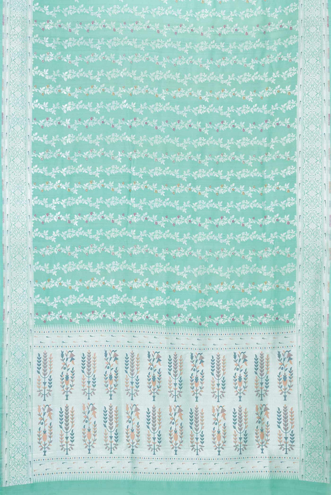 Light Green Dual Tone Banarasi Silk Saree - Image 6