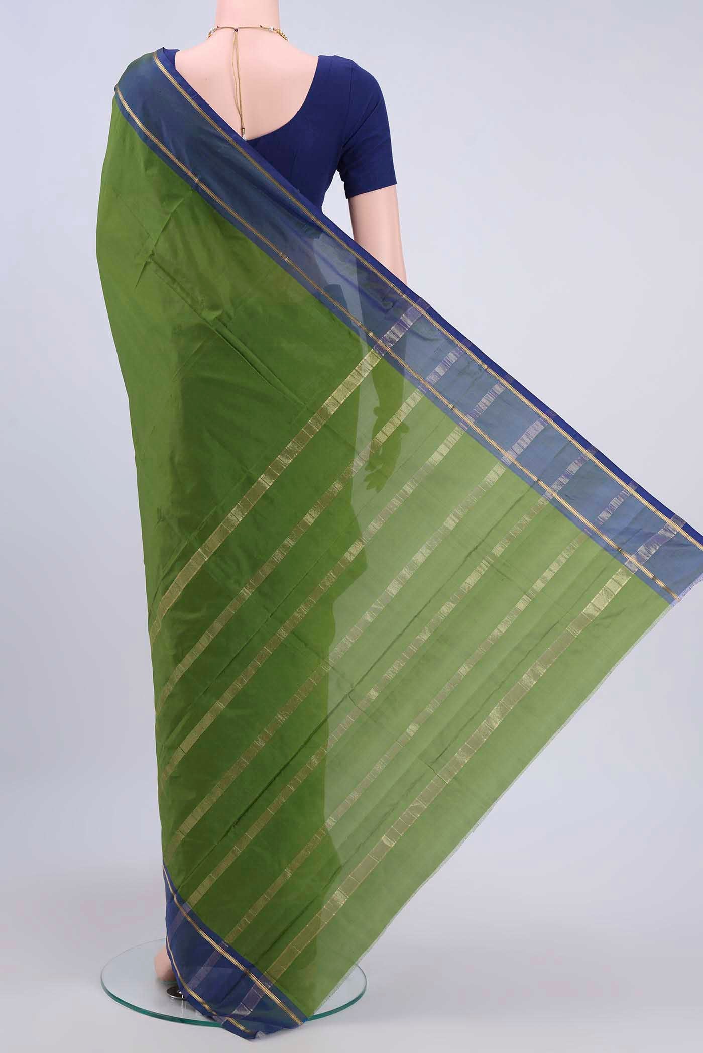 Light Green Dual Tone Blended Bangalore Silk Saree - Image 3