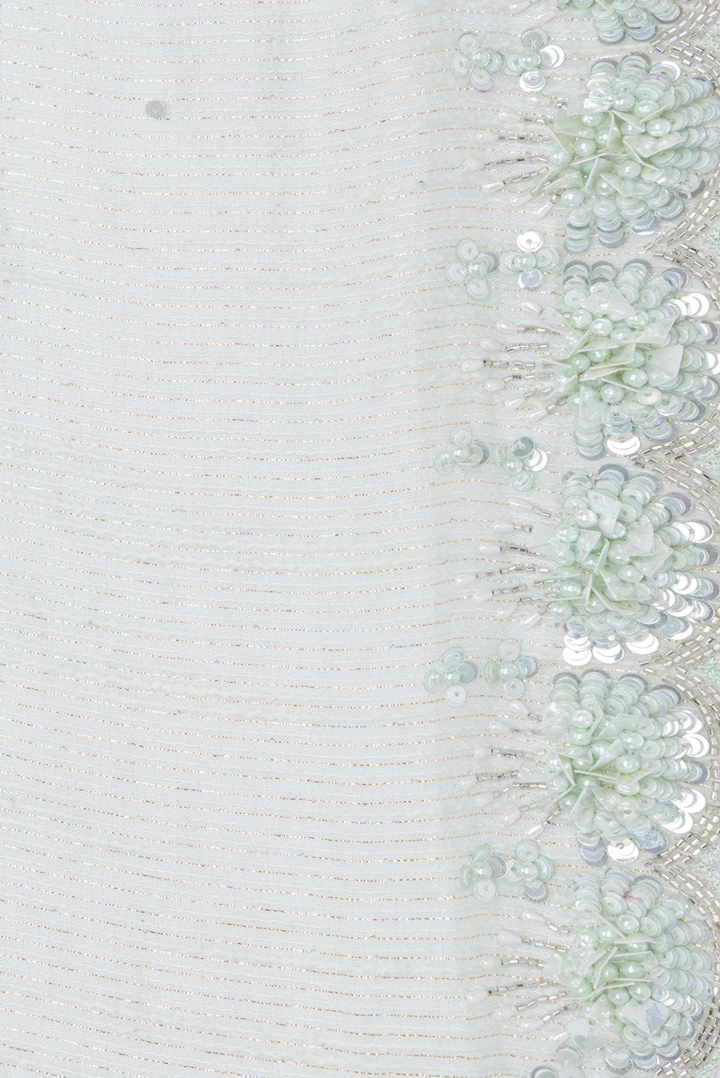 Light Green Dual Tone Blended Mysore Georgette Saree - Image 5