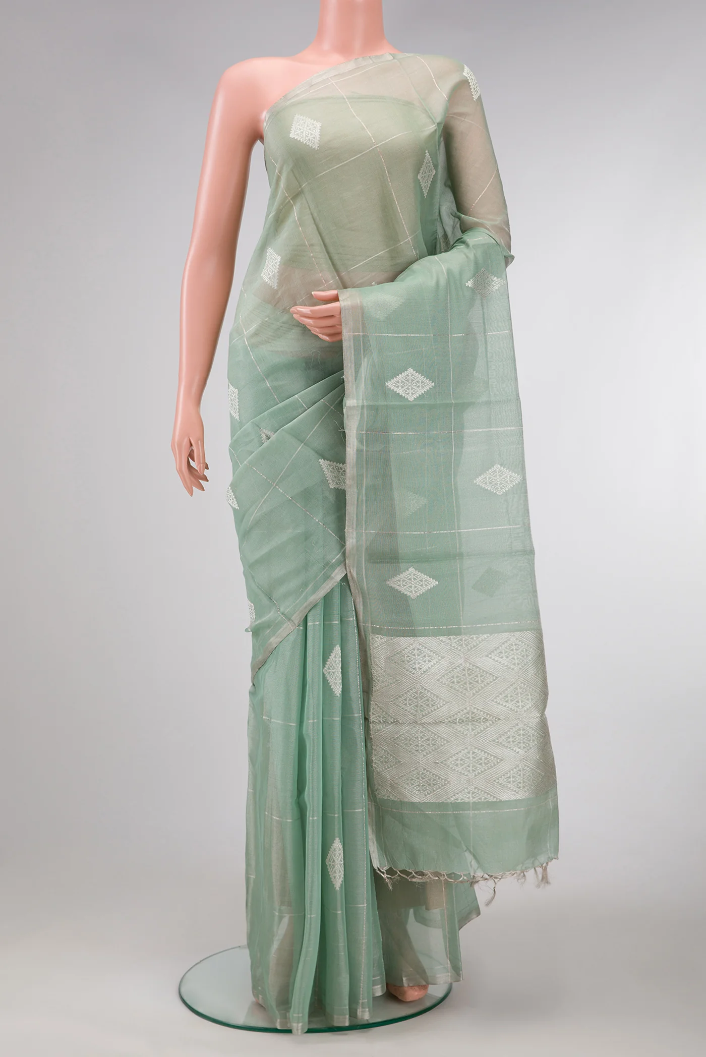 Light Blue Chanderi Tissue Silk Saree
