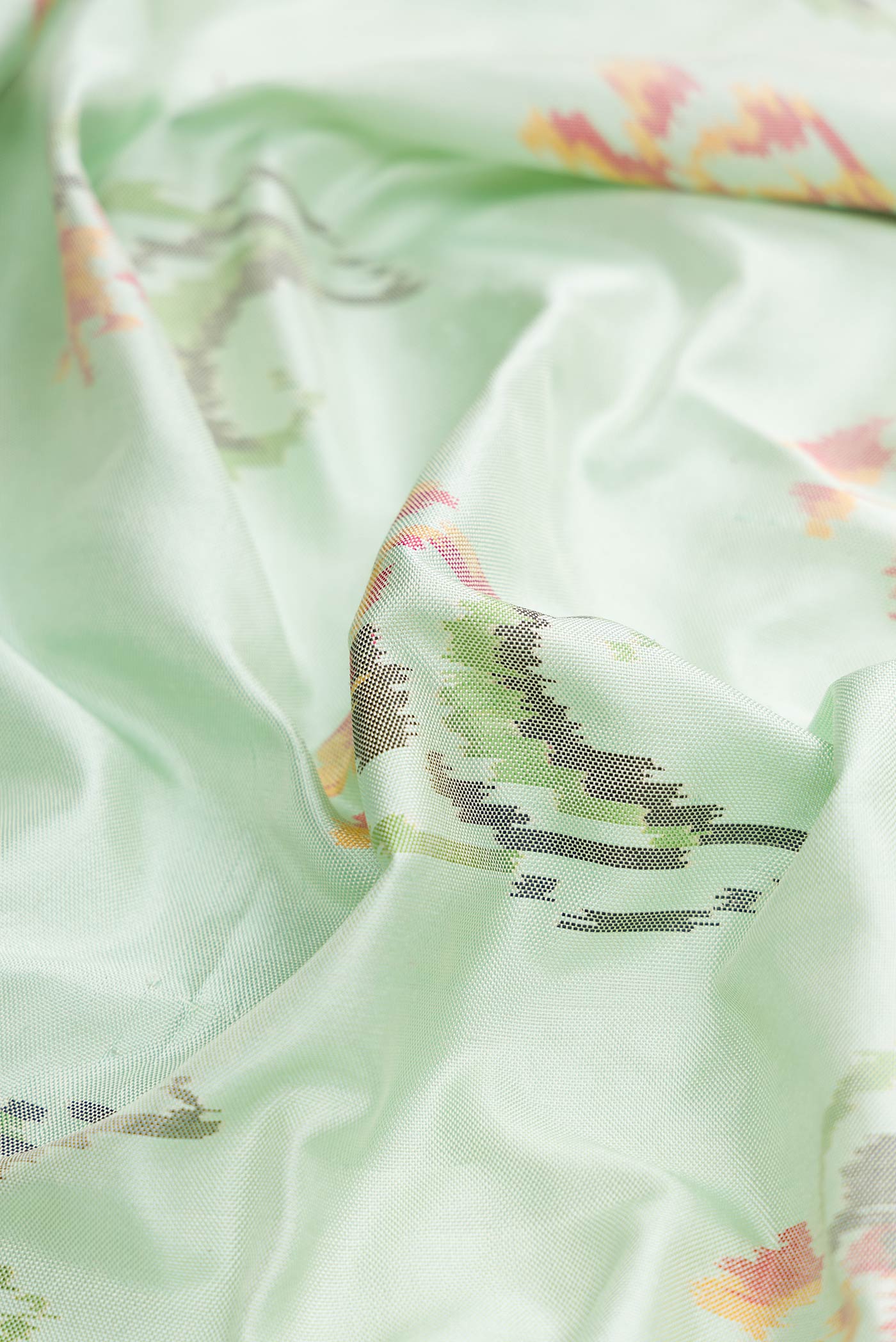 Light Green Dual Tone Double Ikat Saree - Image 2