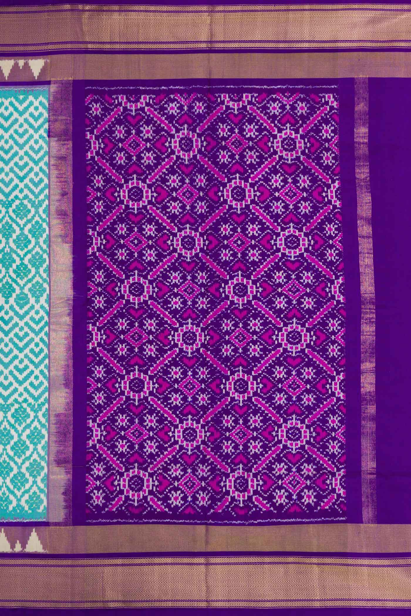 Light Green Dual Tone Double Ikat Saree - Image 7