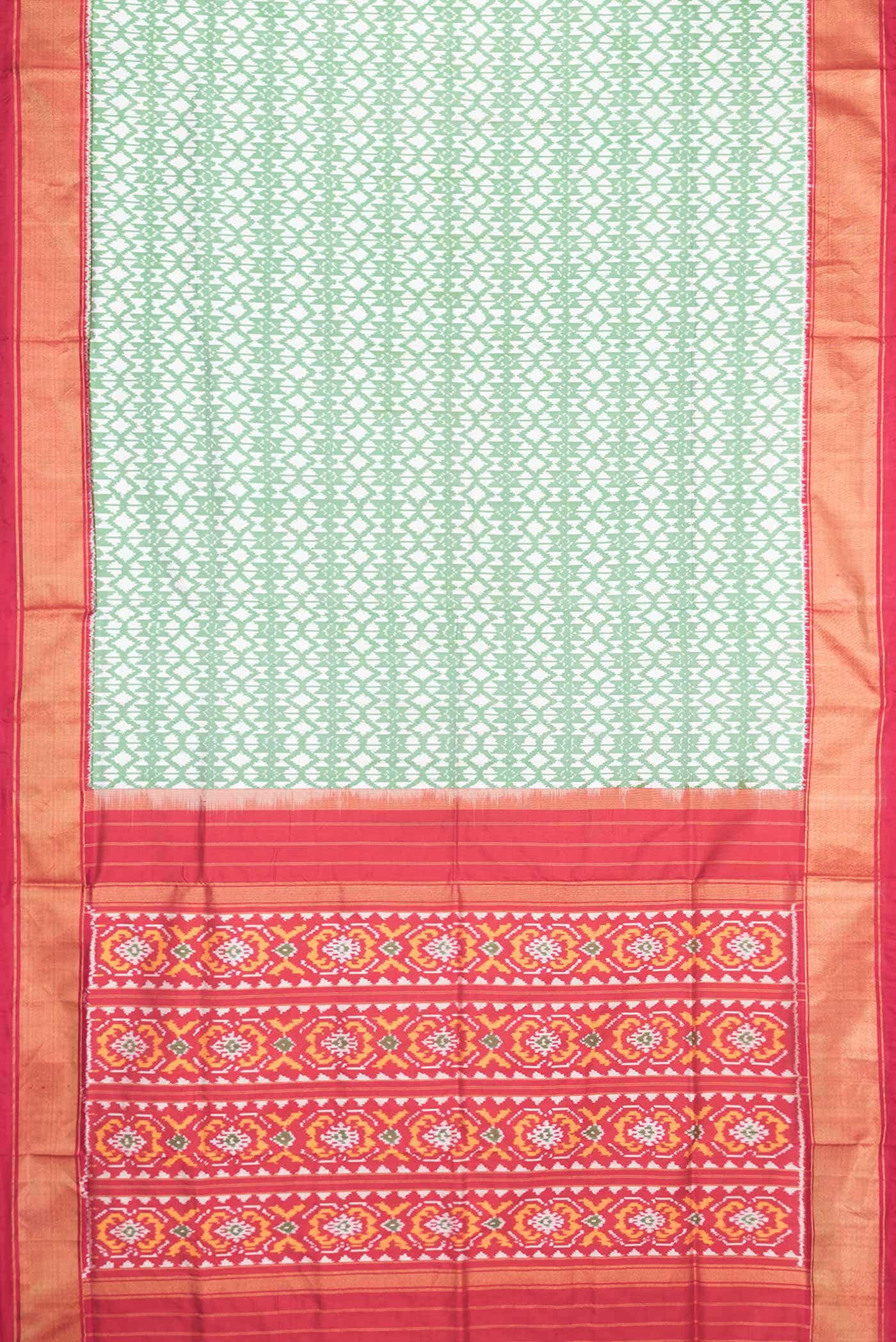 Light Green Dual Tone Double Ikat Saree - Image 4