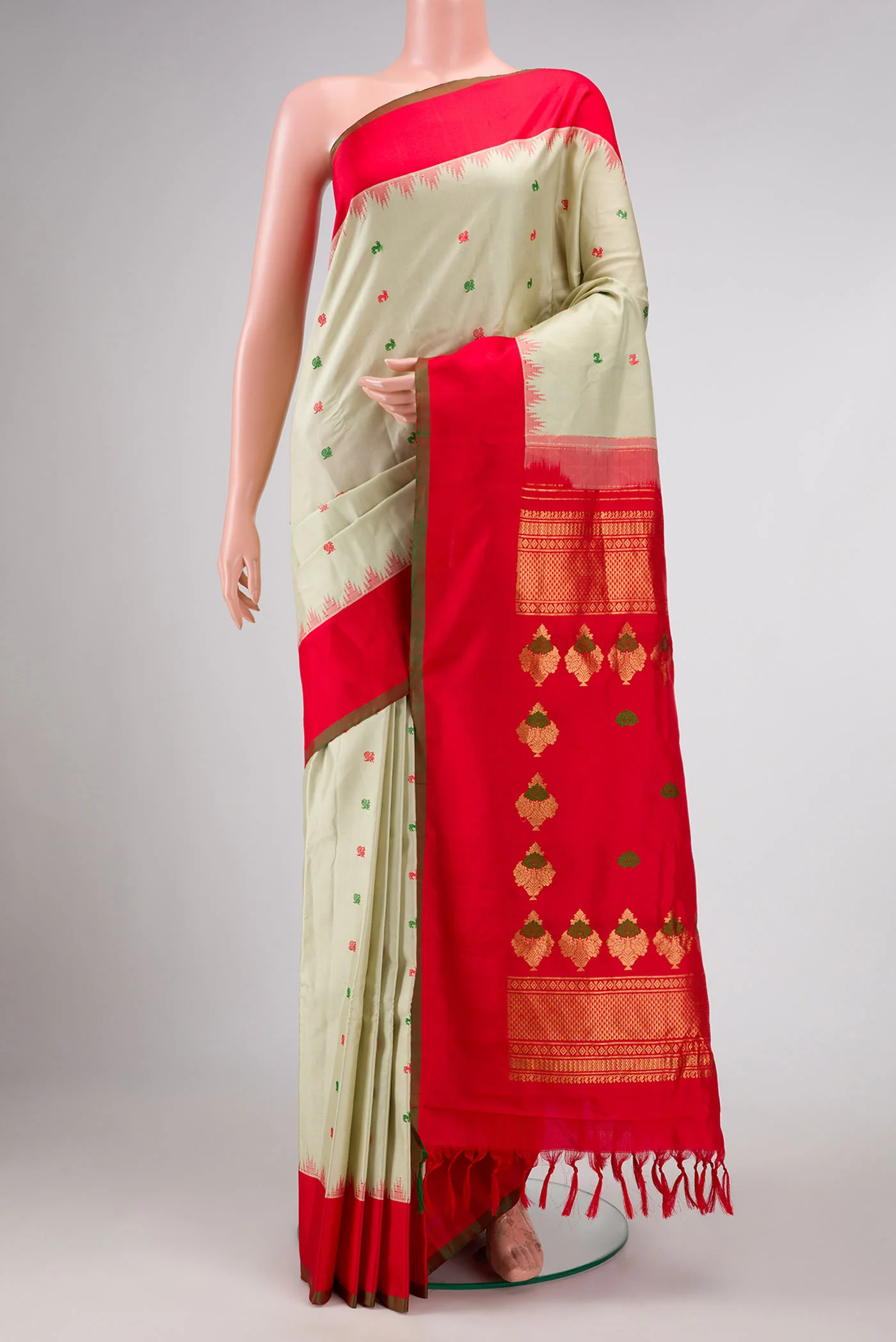 Light Green Dual Tone Gadwal Silk Saree