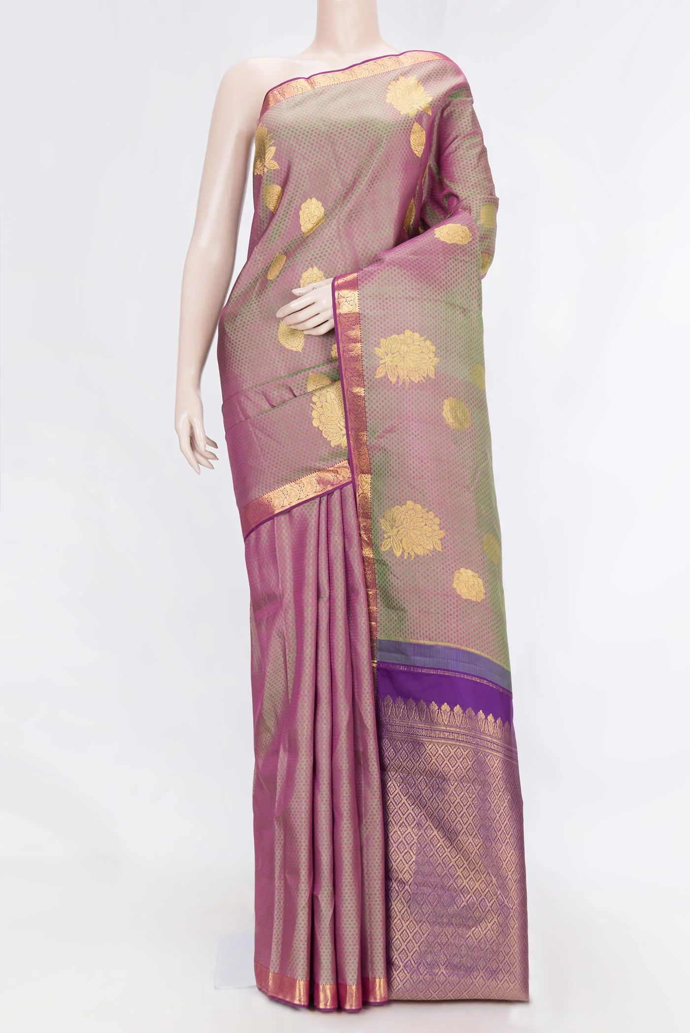 Light Green Dual Tone Kanjivaram Silk Saree