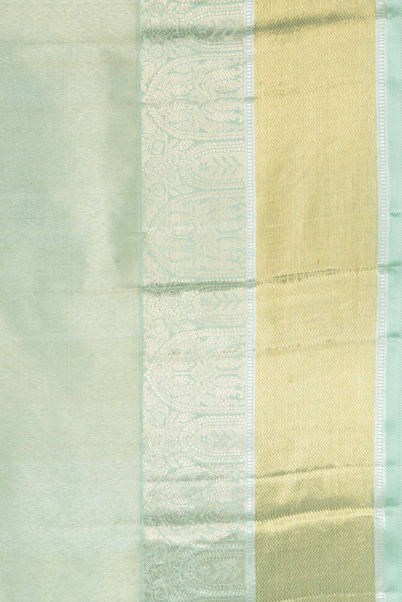 Mint Green Dual Tone Kanchipuram Tissue Silk Saree - Image 3