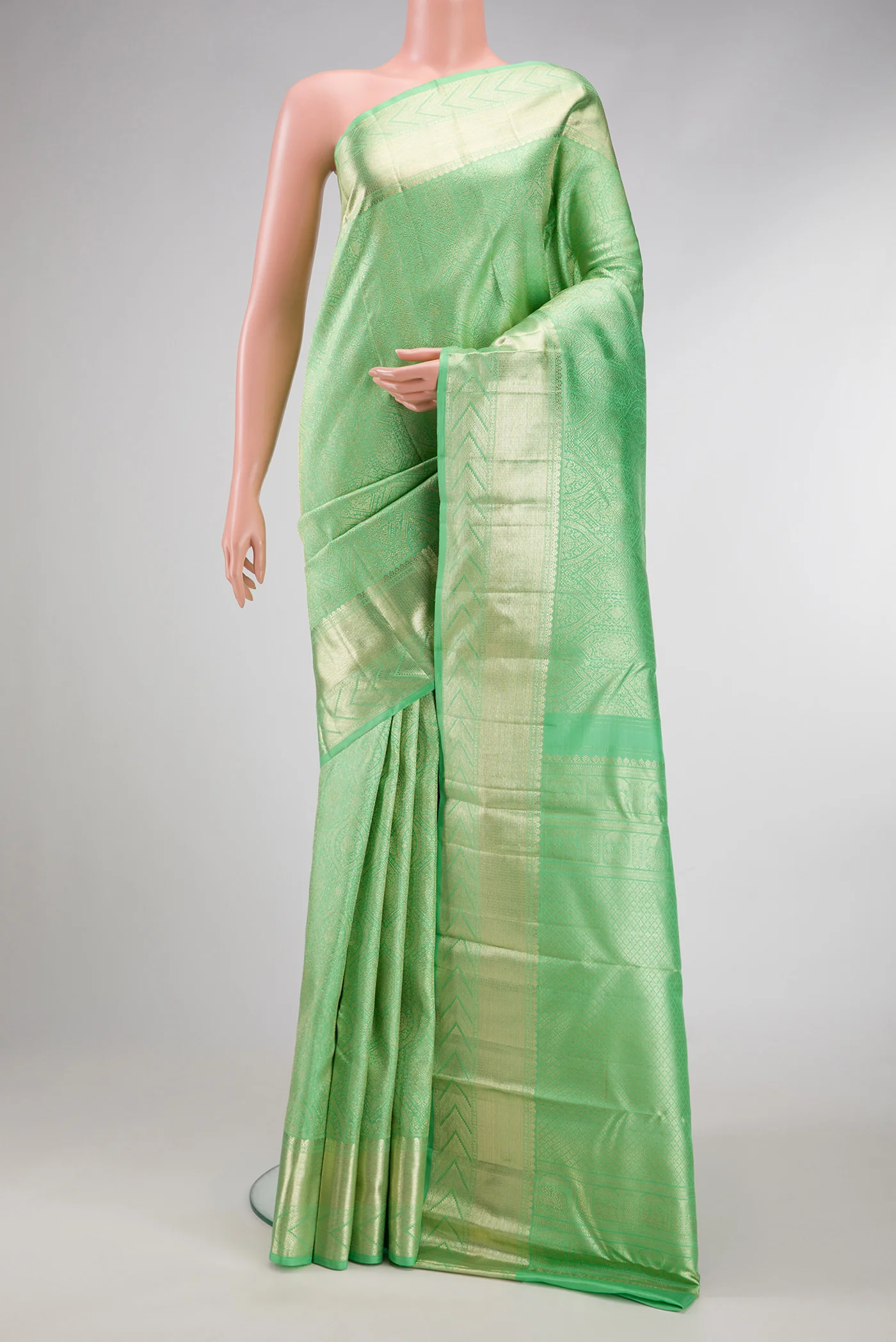 Mint Green Kanchipuram Silk Saree