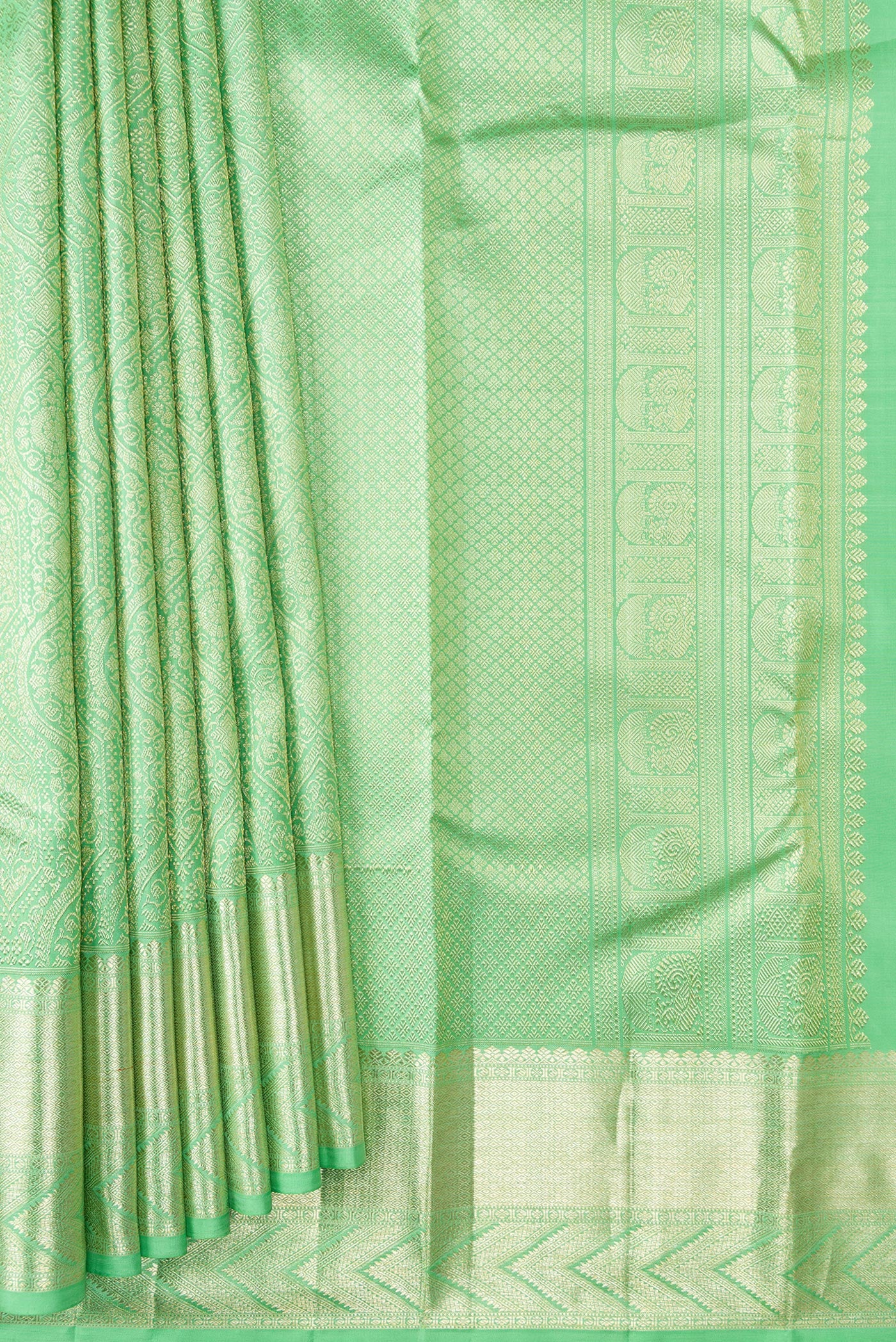 Mint Green Kanchipuram Silk Saree - Image 4