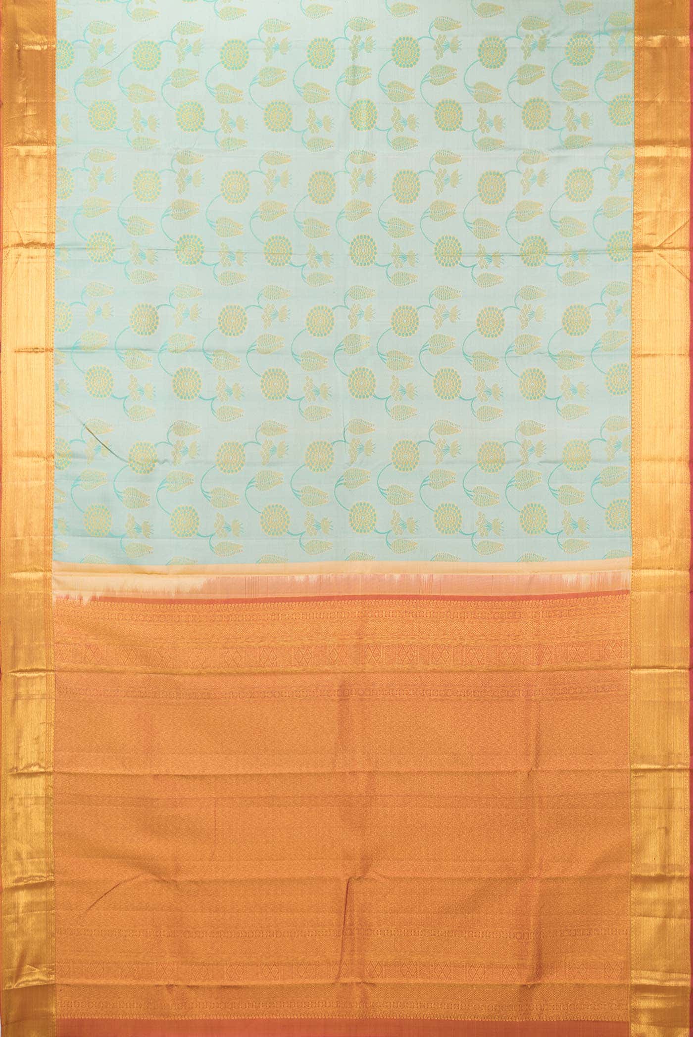 Light Green Dual Tone Kanchipuram Silk Saree - Image 4