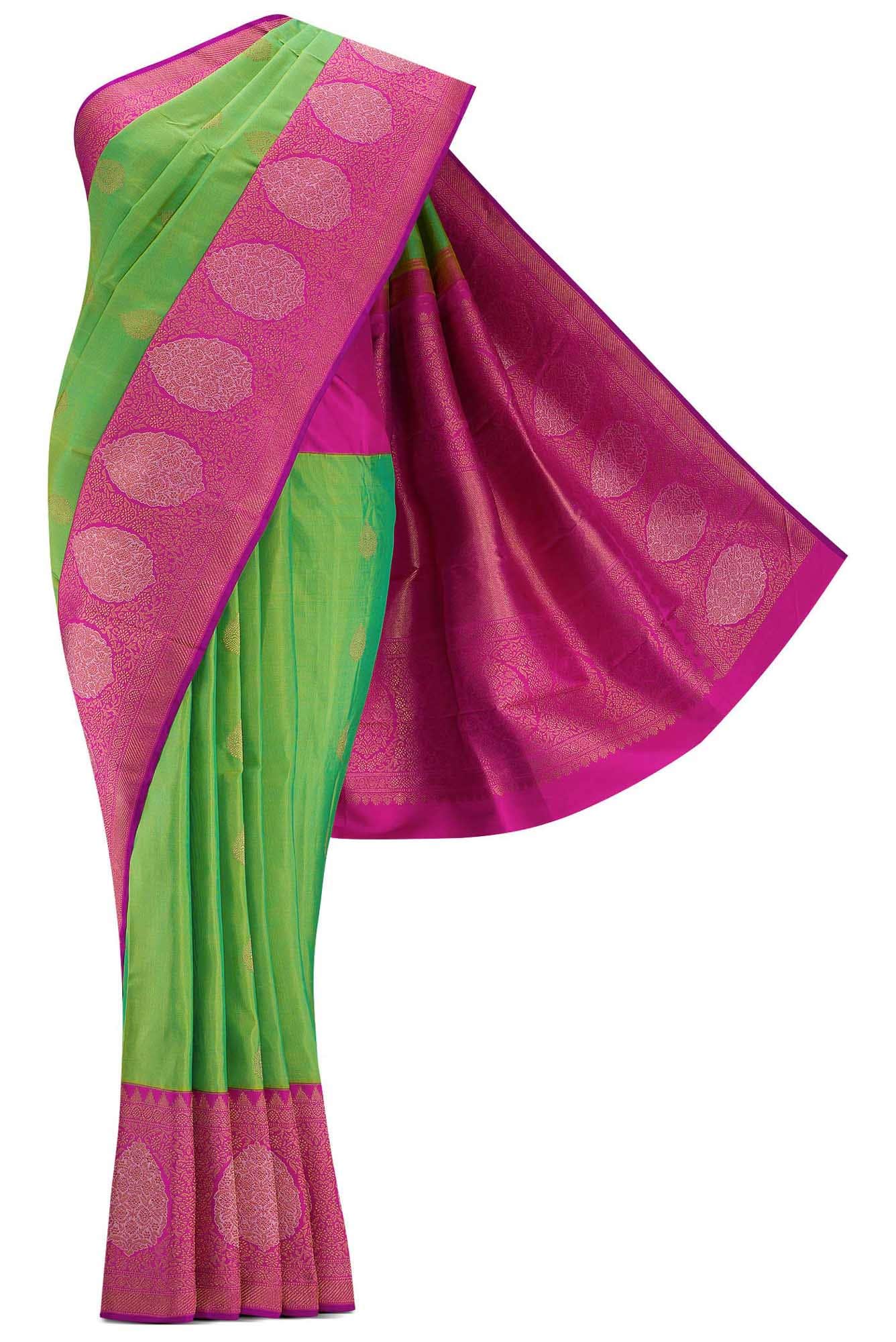 Pure Silk Pure Zari Light Green Dual Tone Kanjivaram Saree