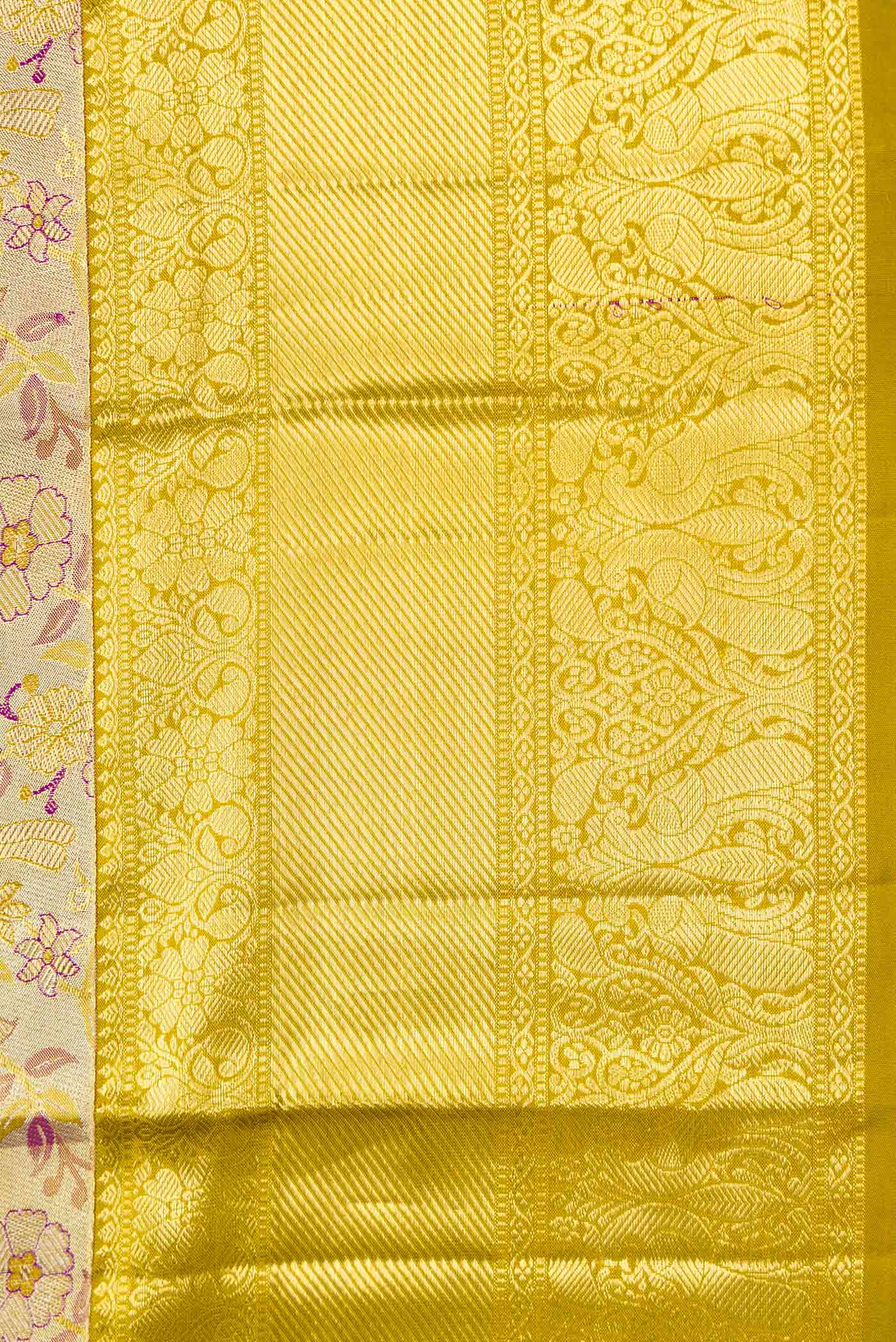 Light Green Dual Tone Kanchipuram Tissue Silk Saree - Image 3