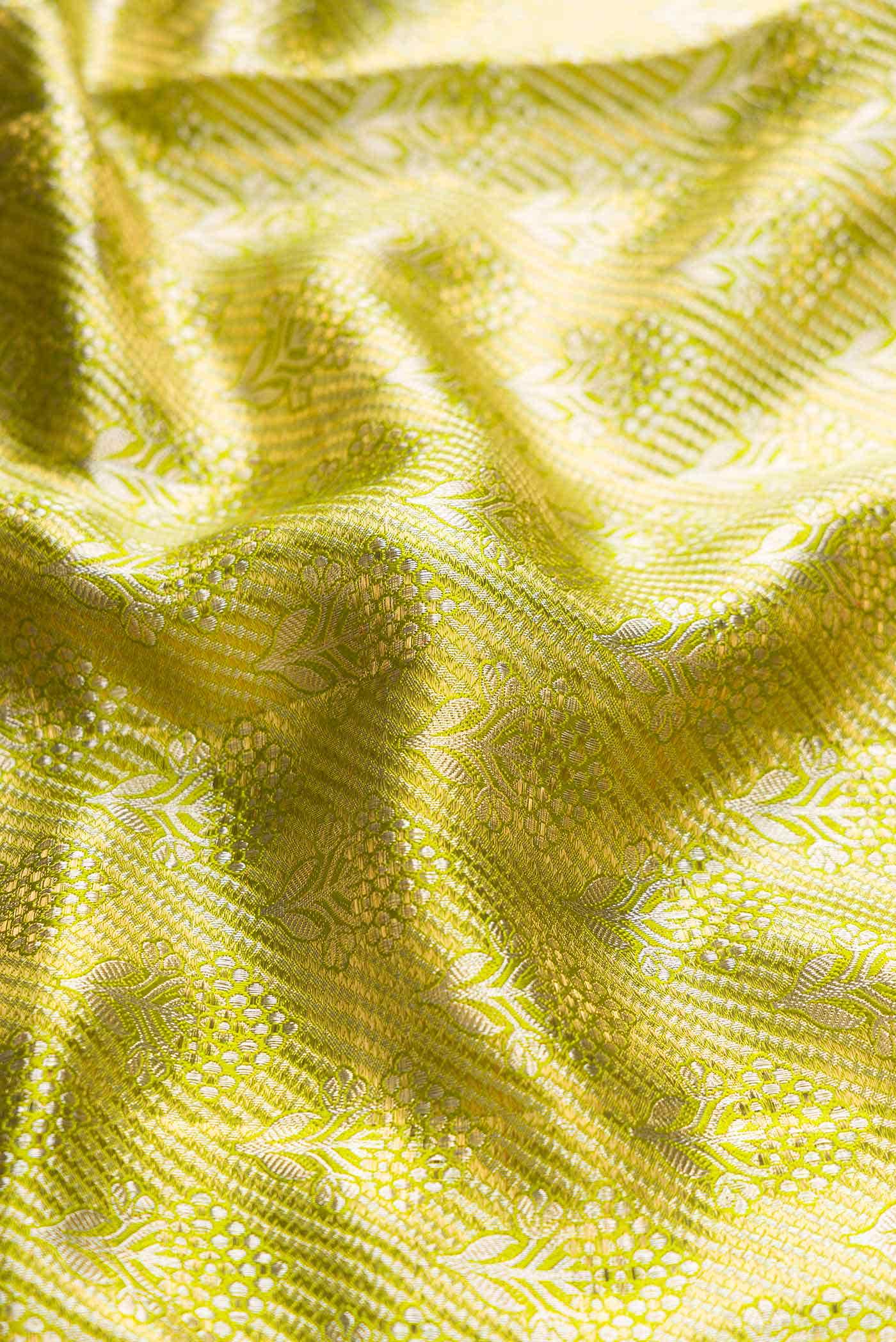 Light Green Dual Tone Kanjivaram Tissue Silk Saree - Image 3