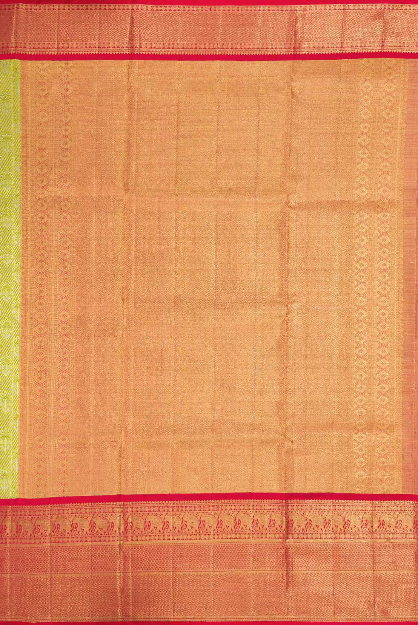 Light Green Dual Tone Kanjivaram Tissue Silk Saree - Image 5