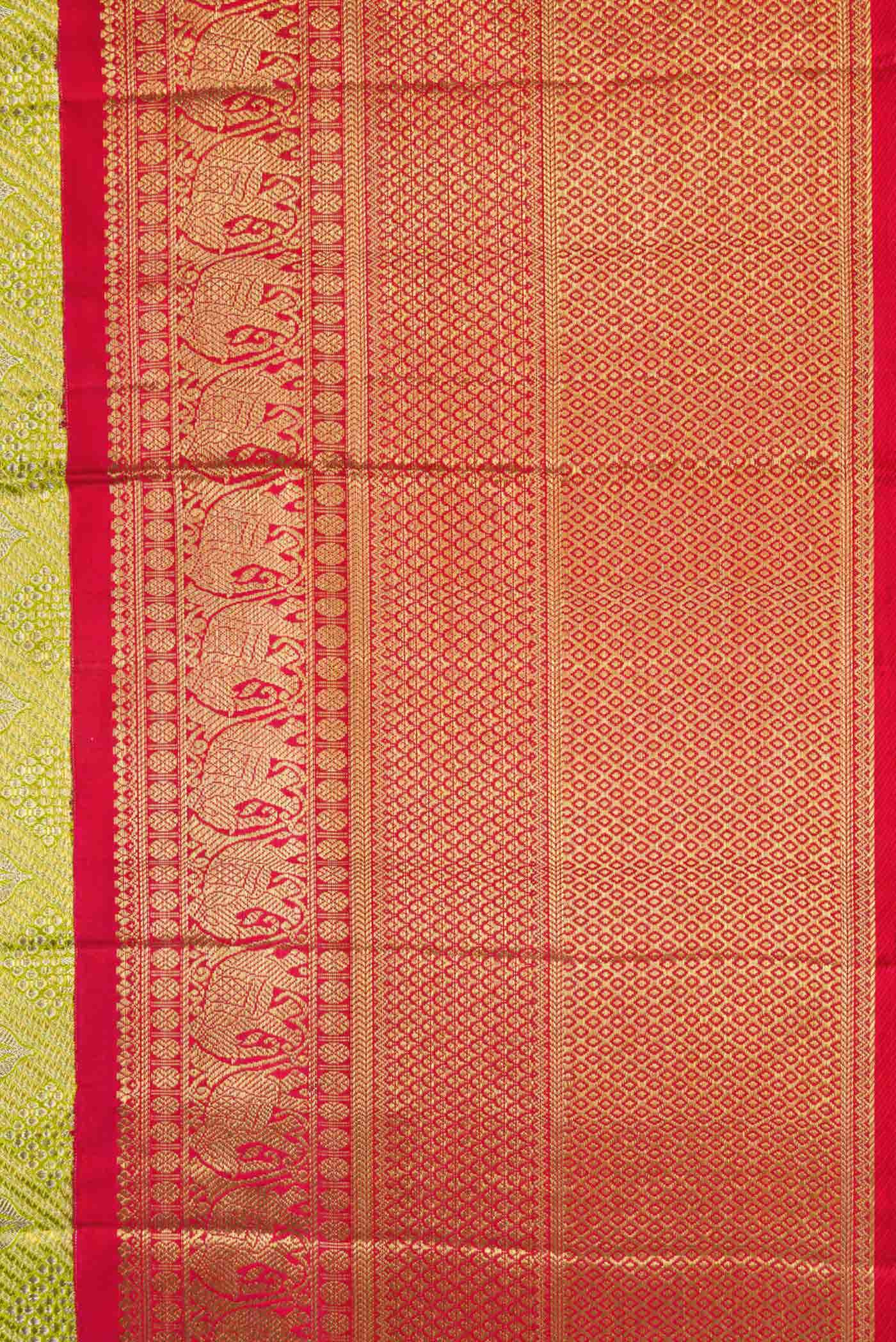 Light Green Dual Tone Kanjivaram Tissue Silk Saree - Image 6