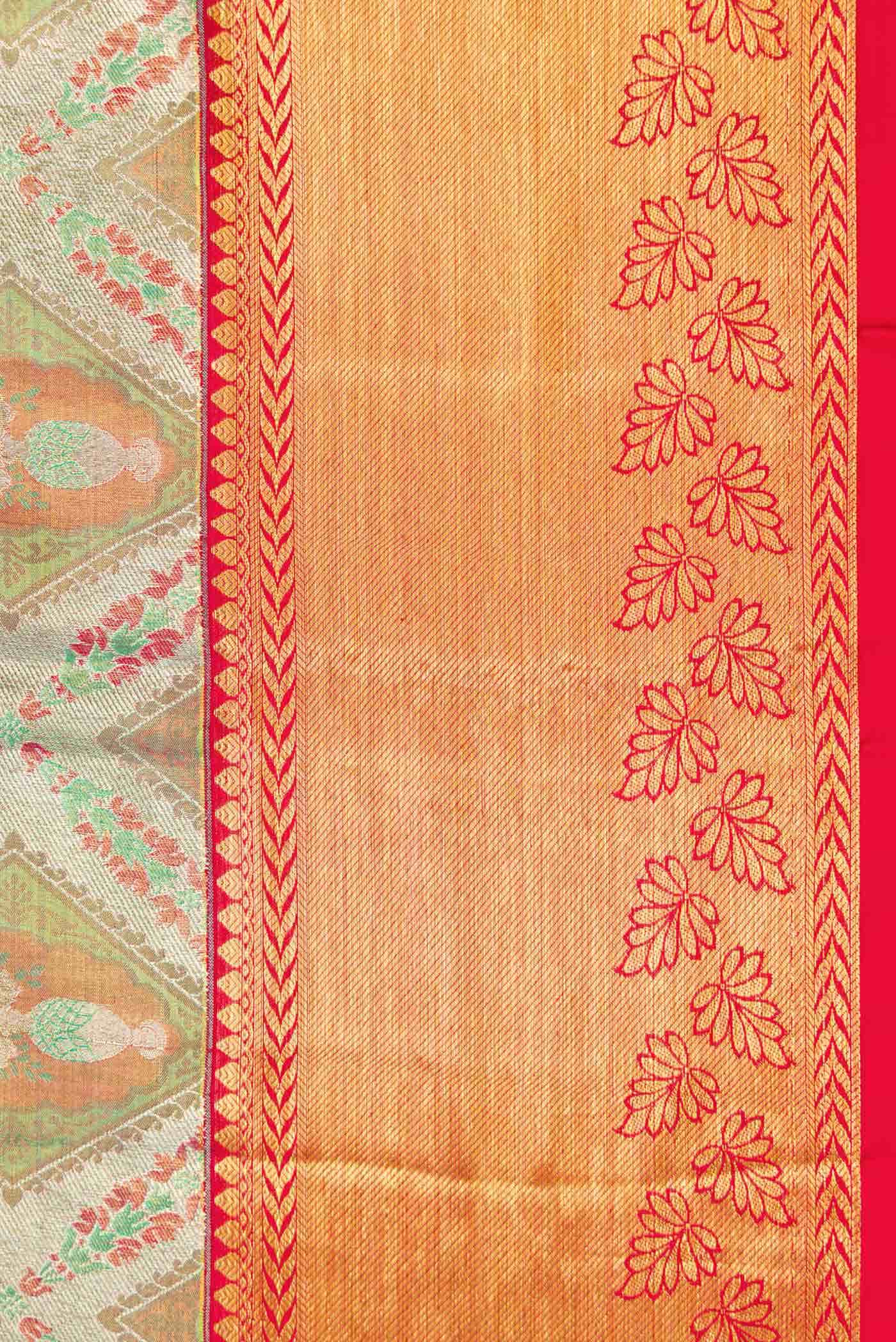 Light Green Dual Tone Kanjivaram Tissue Silk Saree - Image 5