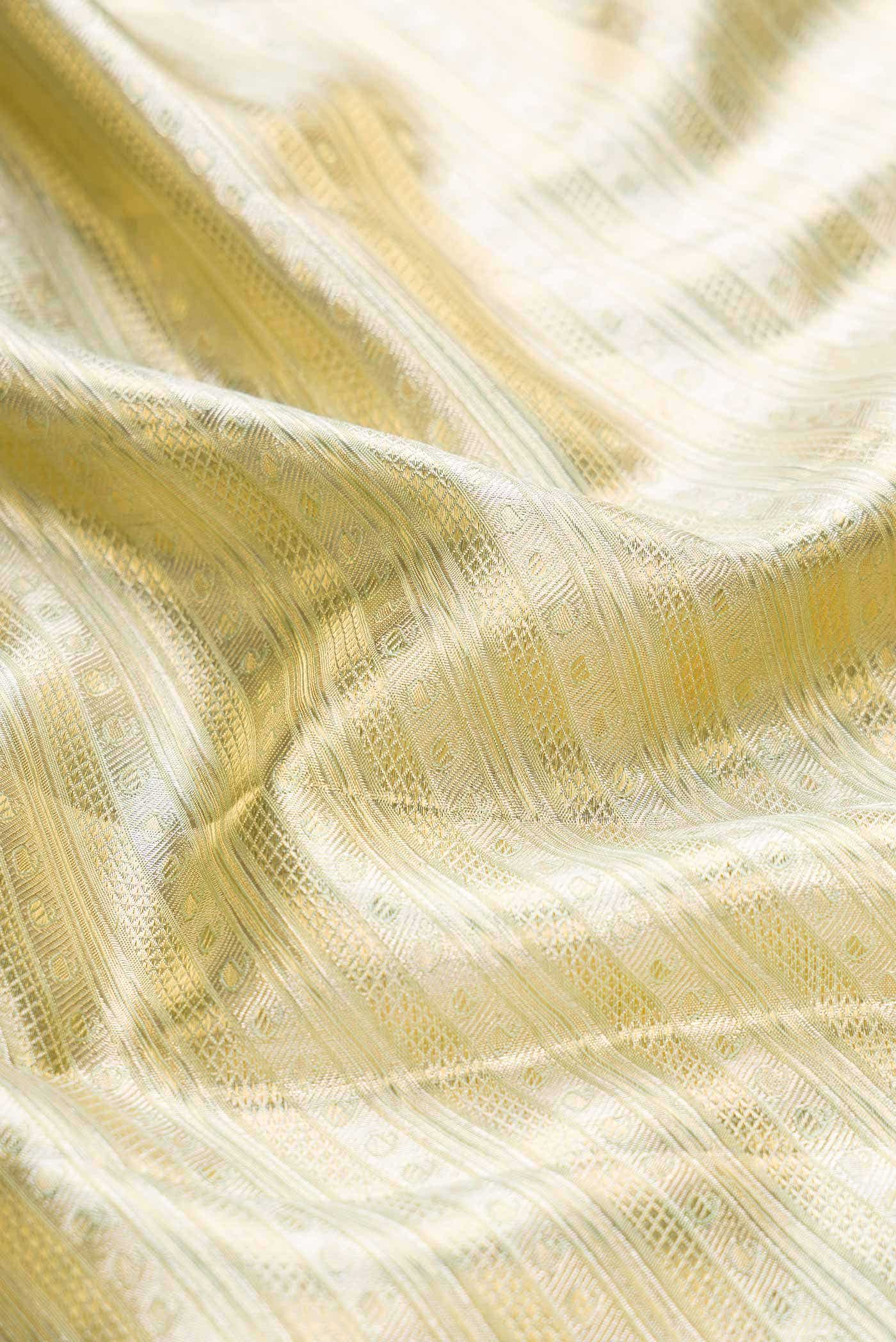Light Green Dual Tone Kanjivaram Tissue Silk Saree - Image 3