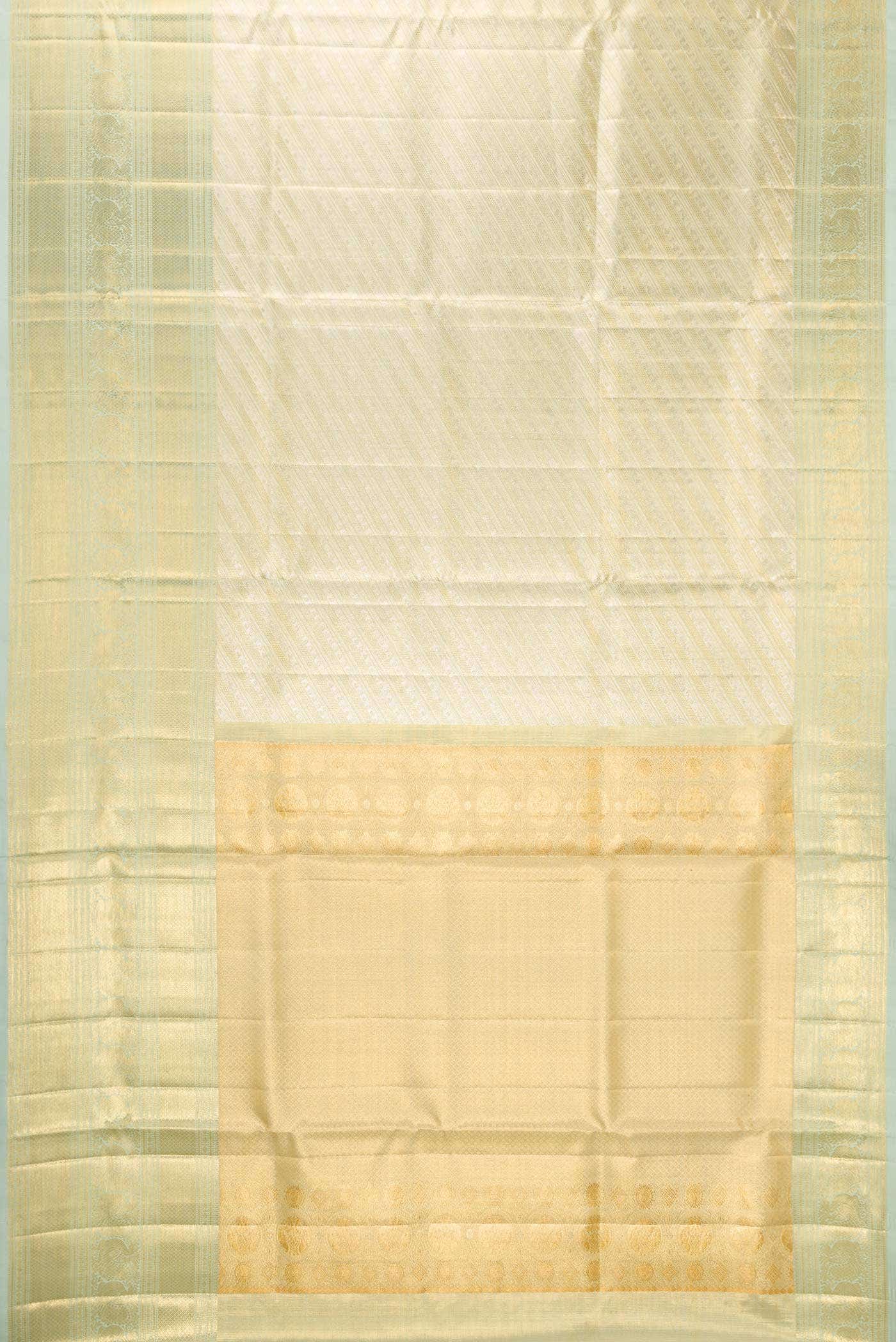 Light Green Dual Tone Kanjivaram Tissue Silk Saree - Image 4