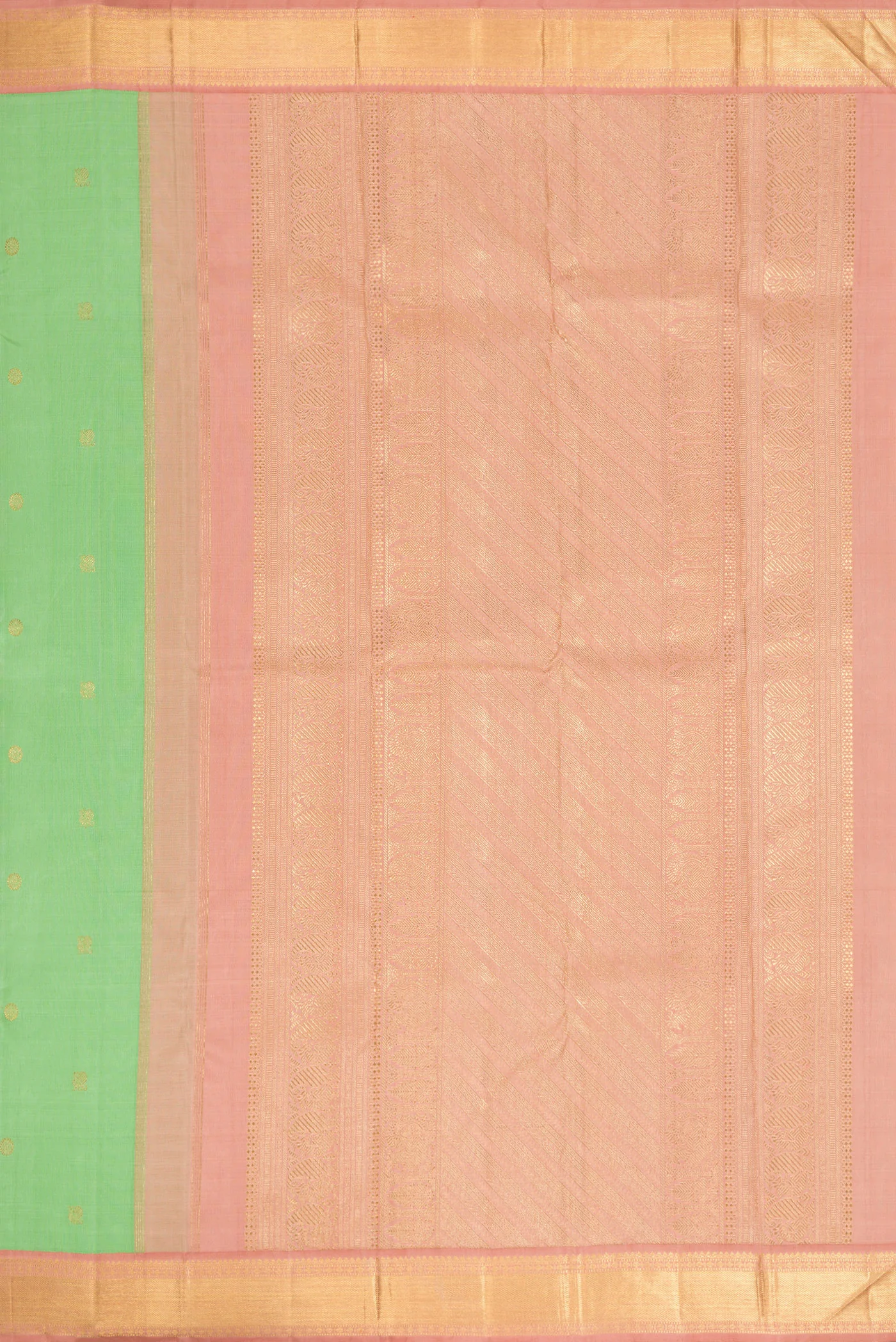 Pure Silk Pure Zari Light Green Kanjivaram Saree - Image 7